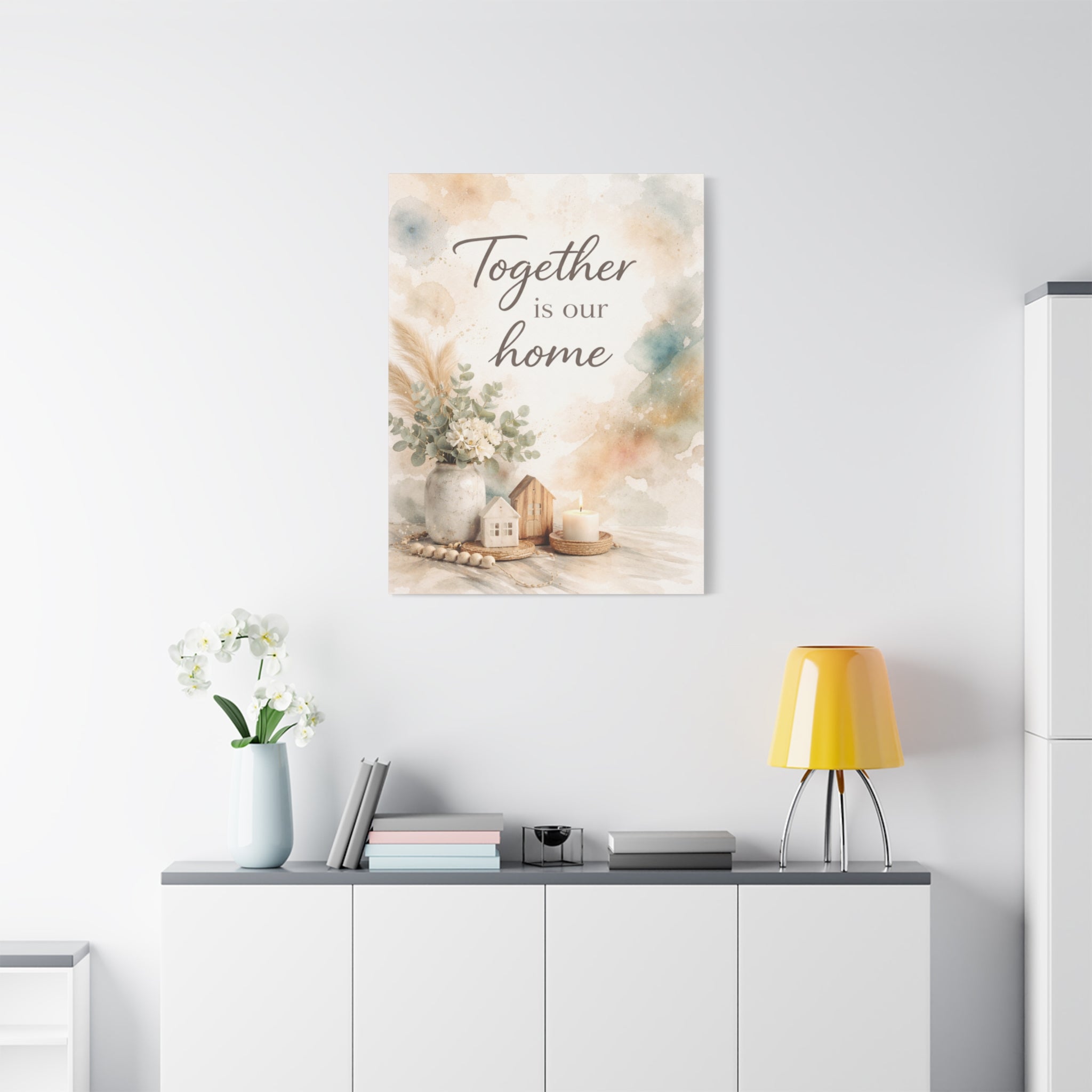 Together Is Our Home Floral Inspirational Decor Canvas Wall Art