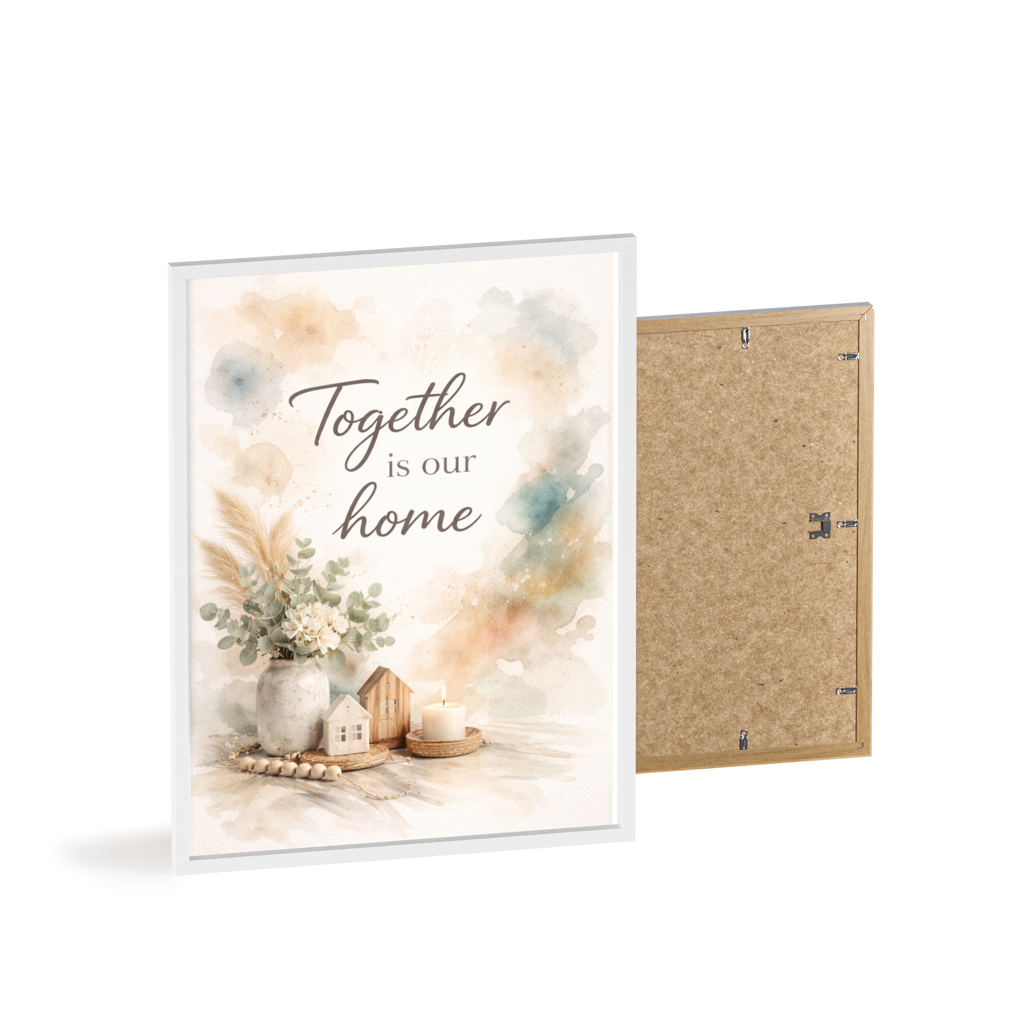 Together Is Our Home Framed Poster Cozy Watercolor Floral Wall Art