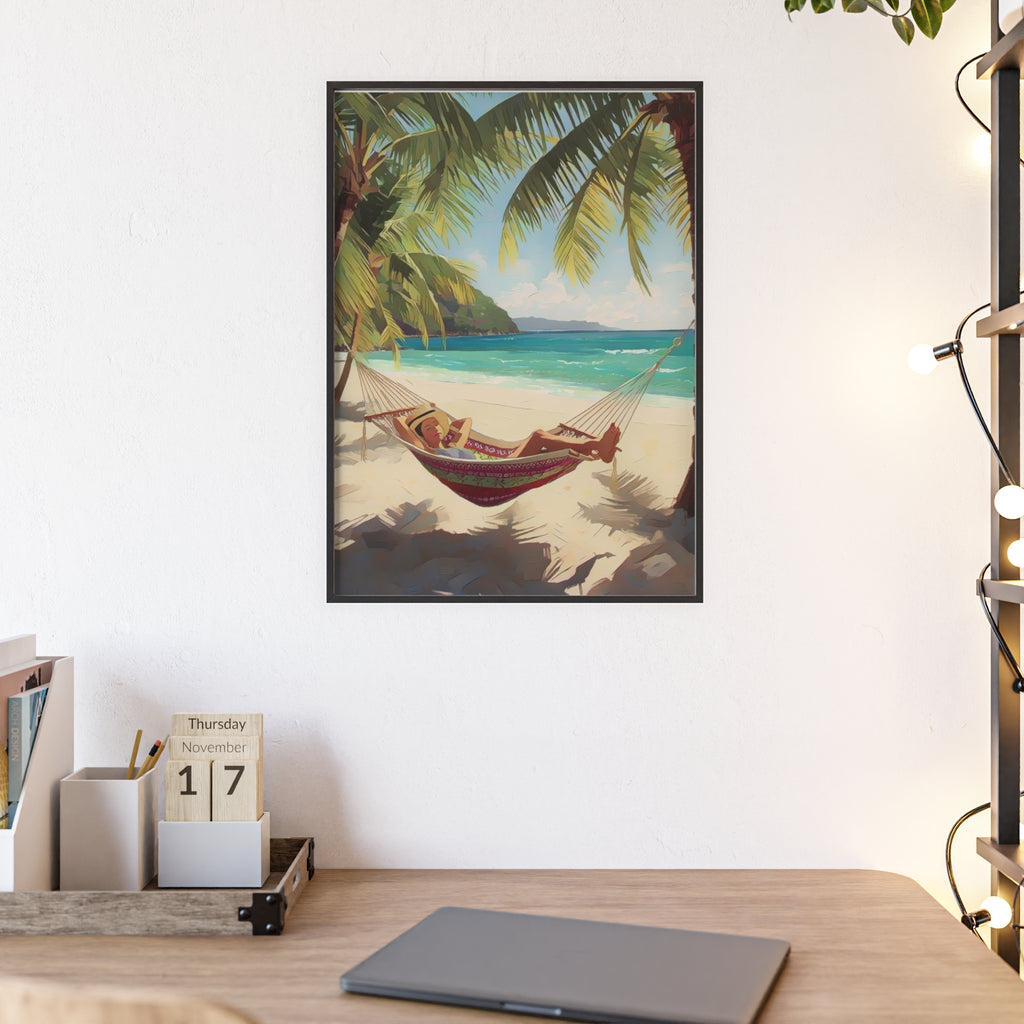 Tropical Beach Hammock Framed Poster