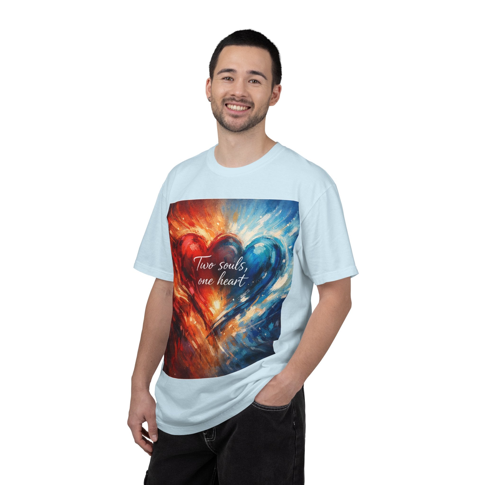 Two Souls One Heart Fiery and Ocean Heart Art T-Shirt