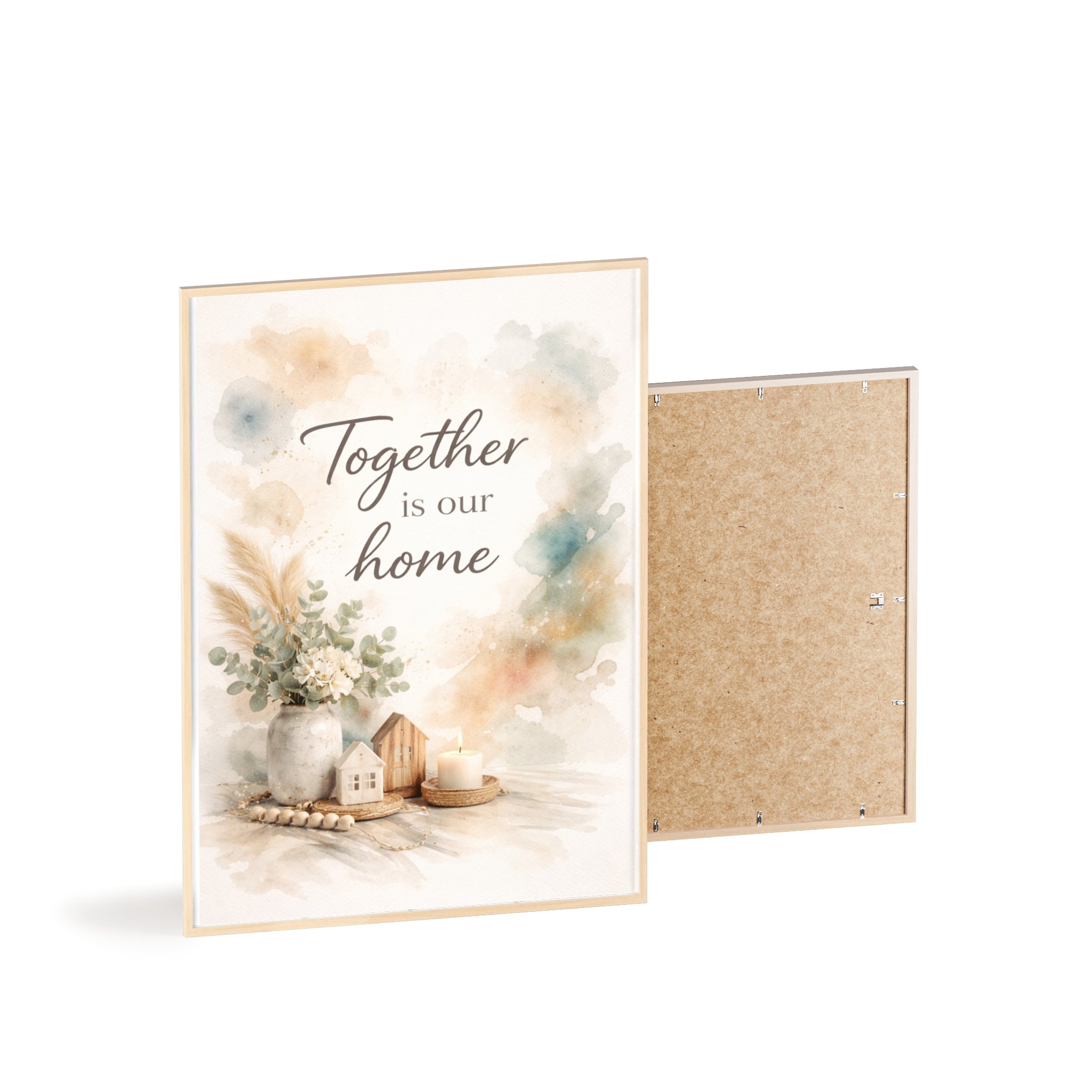 Together Is Our Home Framed Poster Cozy Watercolor Floral Wall Art