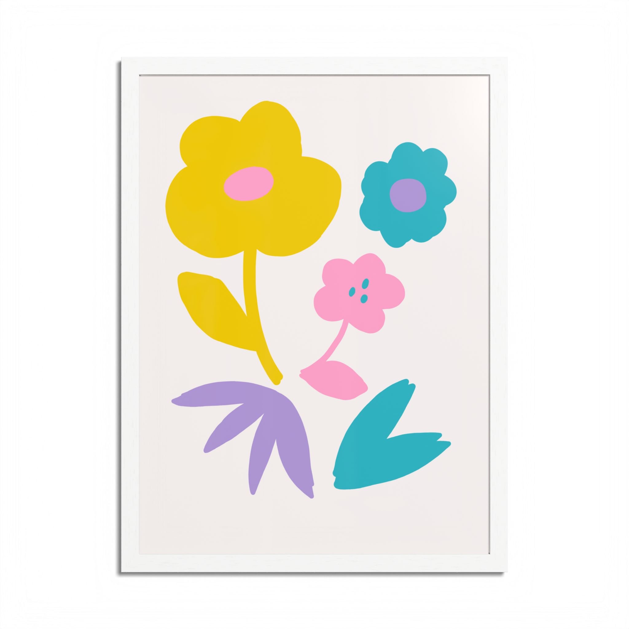 Multi-Color Floral Framed Poster