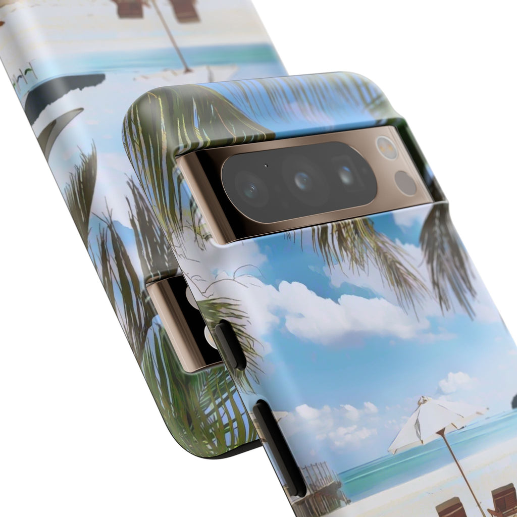 Beach Paradise Tropical Palm Beach Scene Tough Phone Case