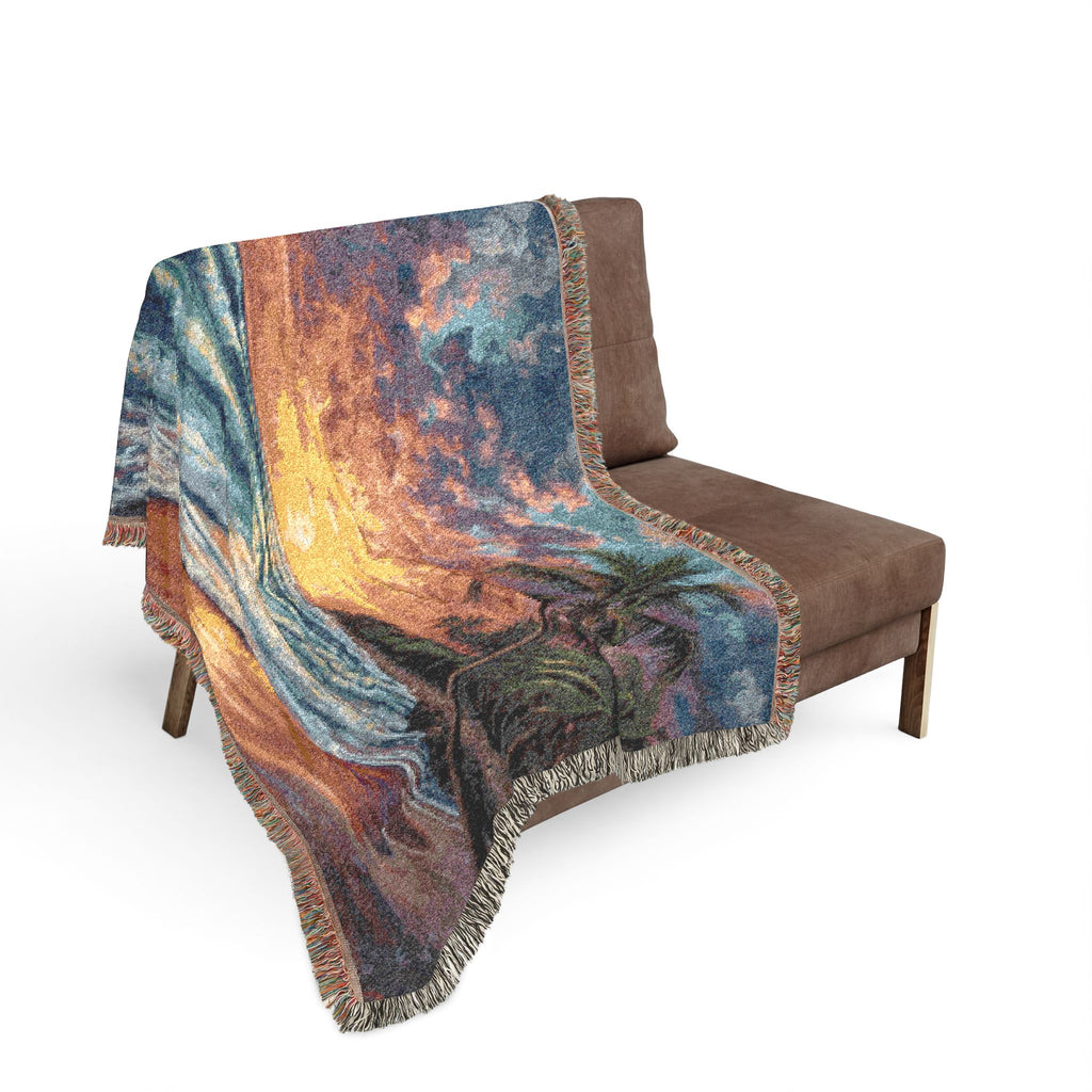 Beach Sunset Woven Blanket