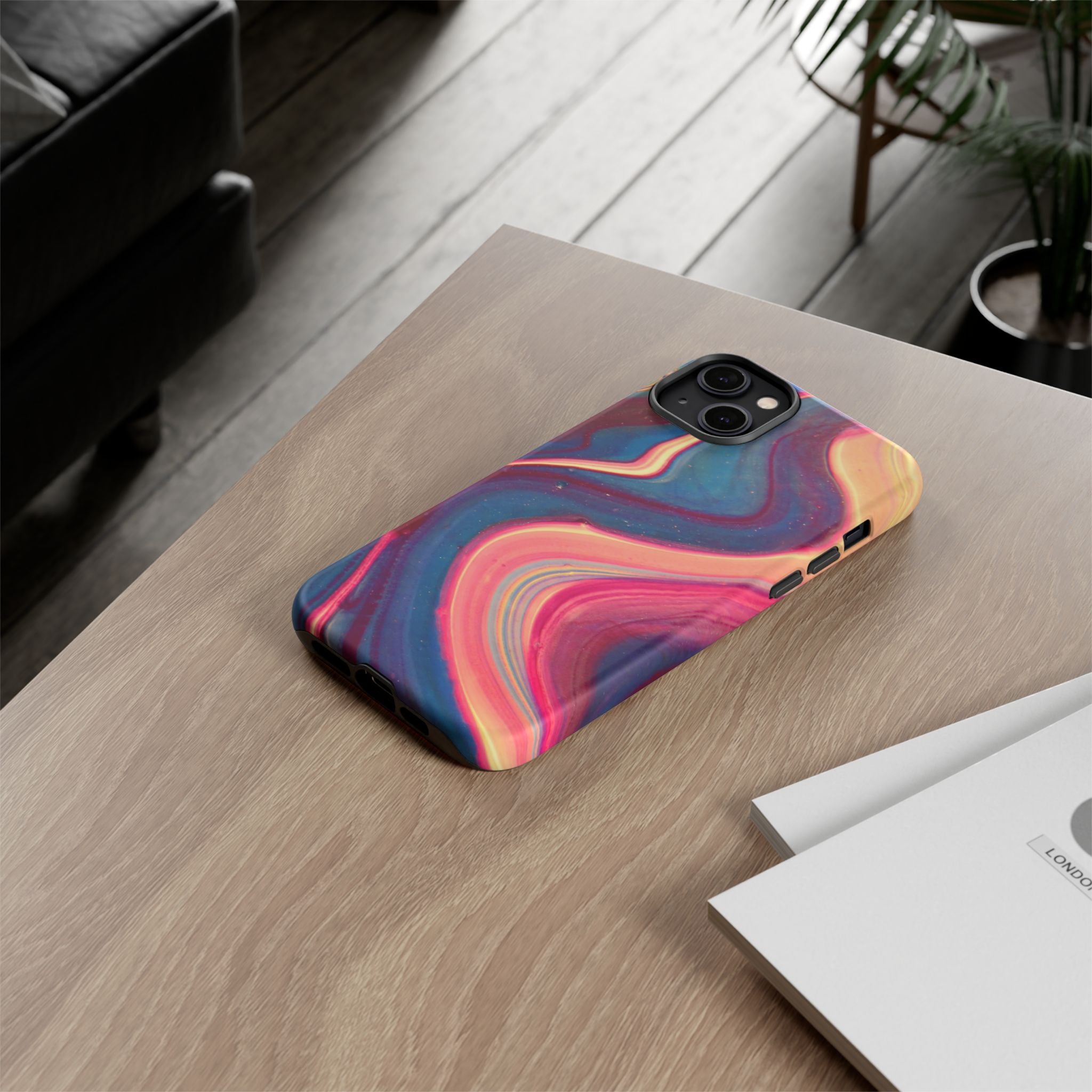 Colorful Wavy Marble Swirl Protective Phone Case