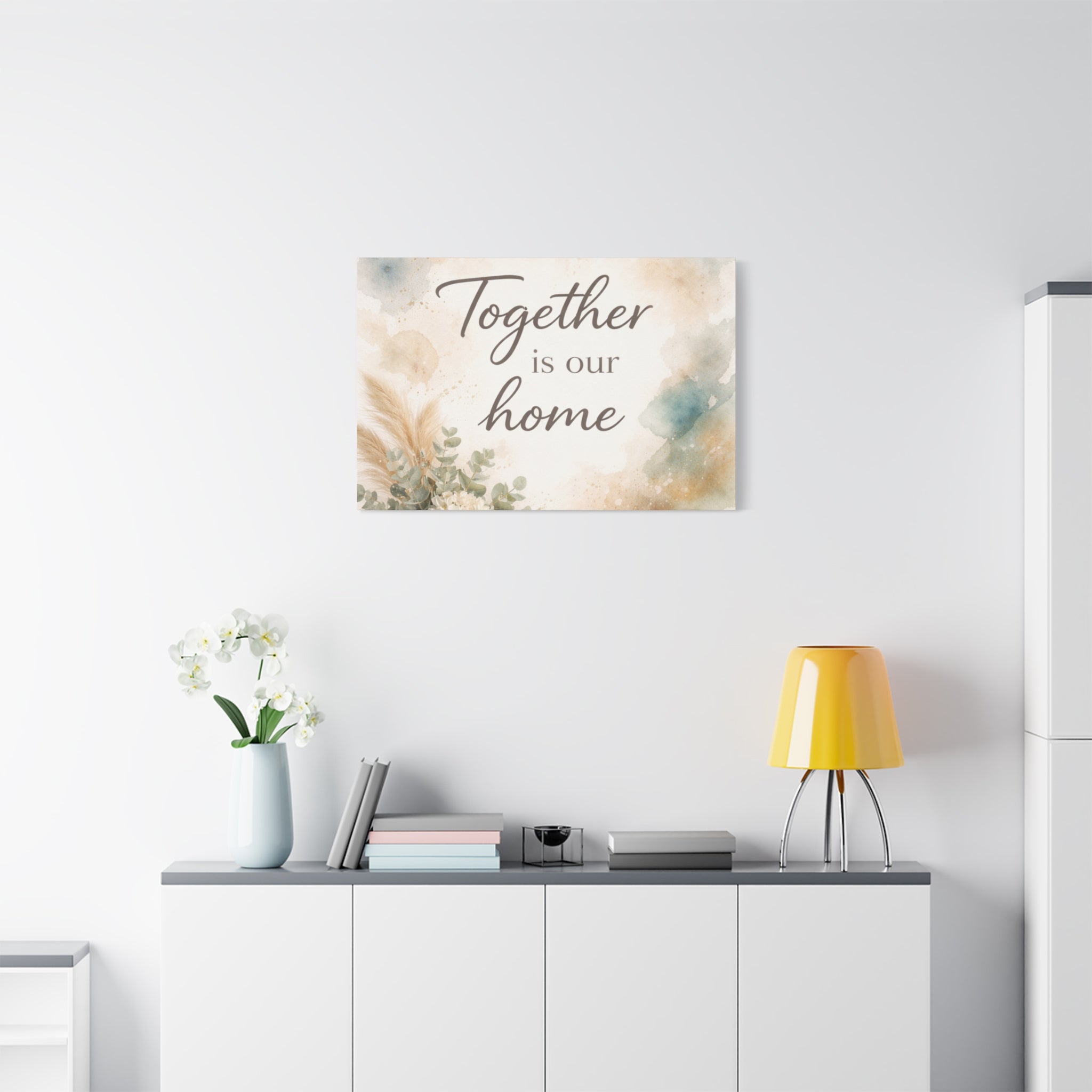Together Is Our Home Floral Inspirational Decor Canvas Wall Art