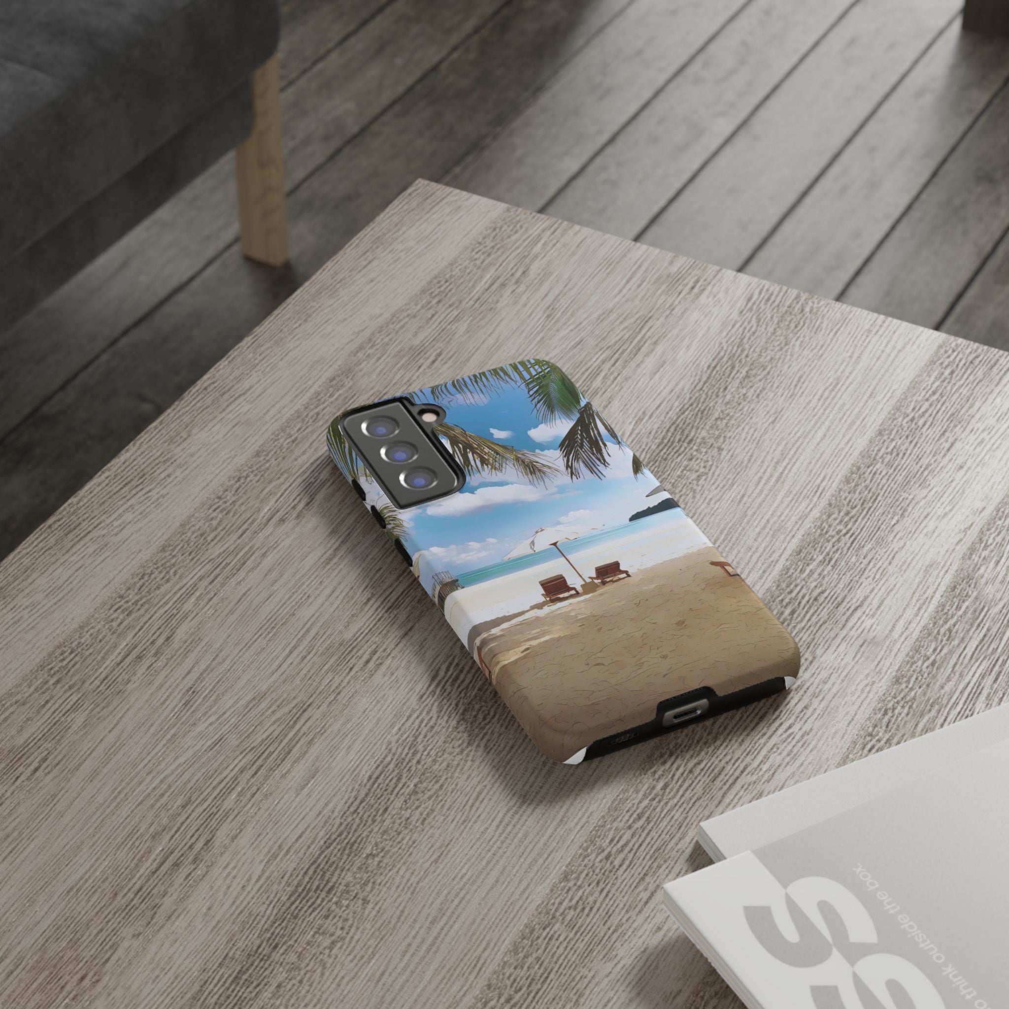 Beach Paradise Tropical Palm Beach Scene Tough Phone Case