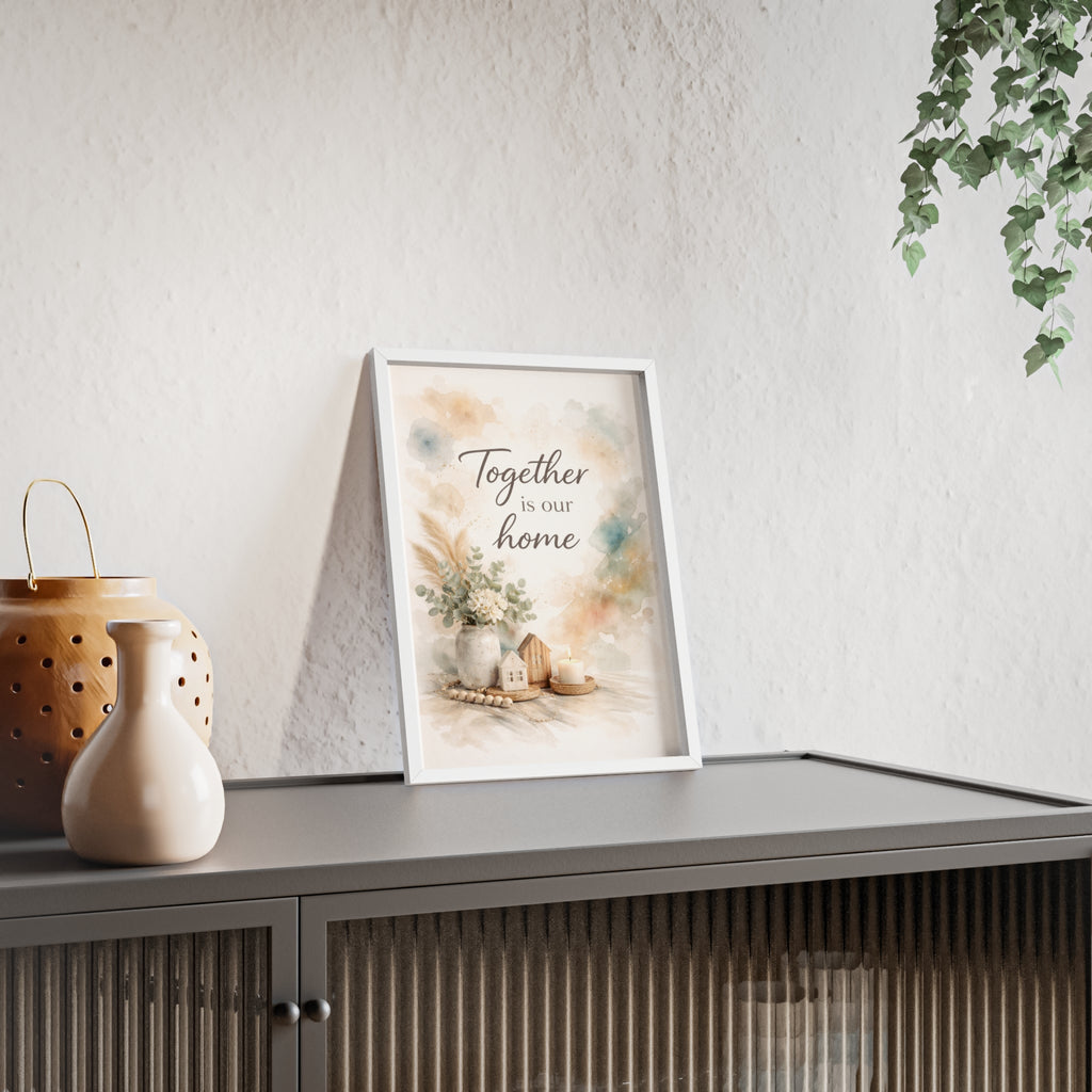 Together Is Our Home Framed Poster Cozy Watercolor Floral Wall Art