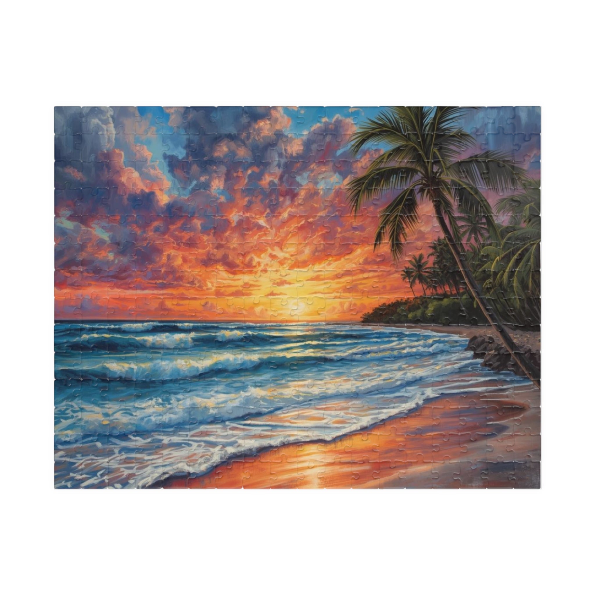 Tropical Sunset Beach Scenic Ocean Jigsaw Puzzle (110/252/520/1014 pcs)