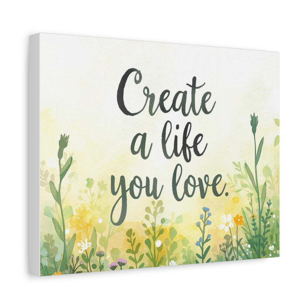 Create a Life You Love Inspirational Floral Matte Canvas Wall Art