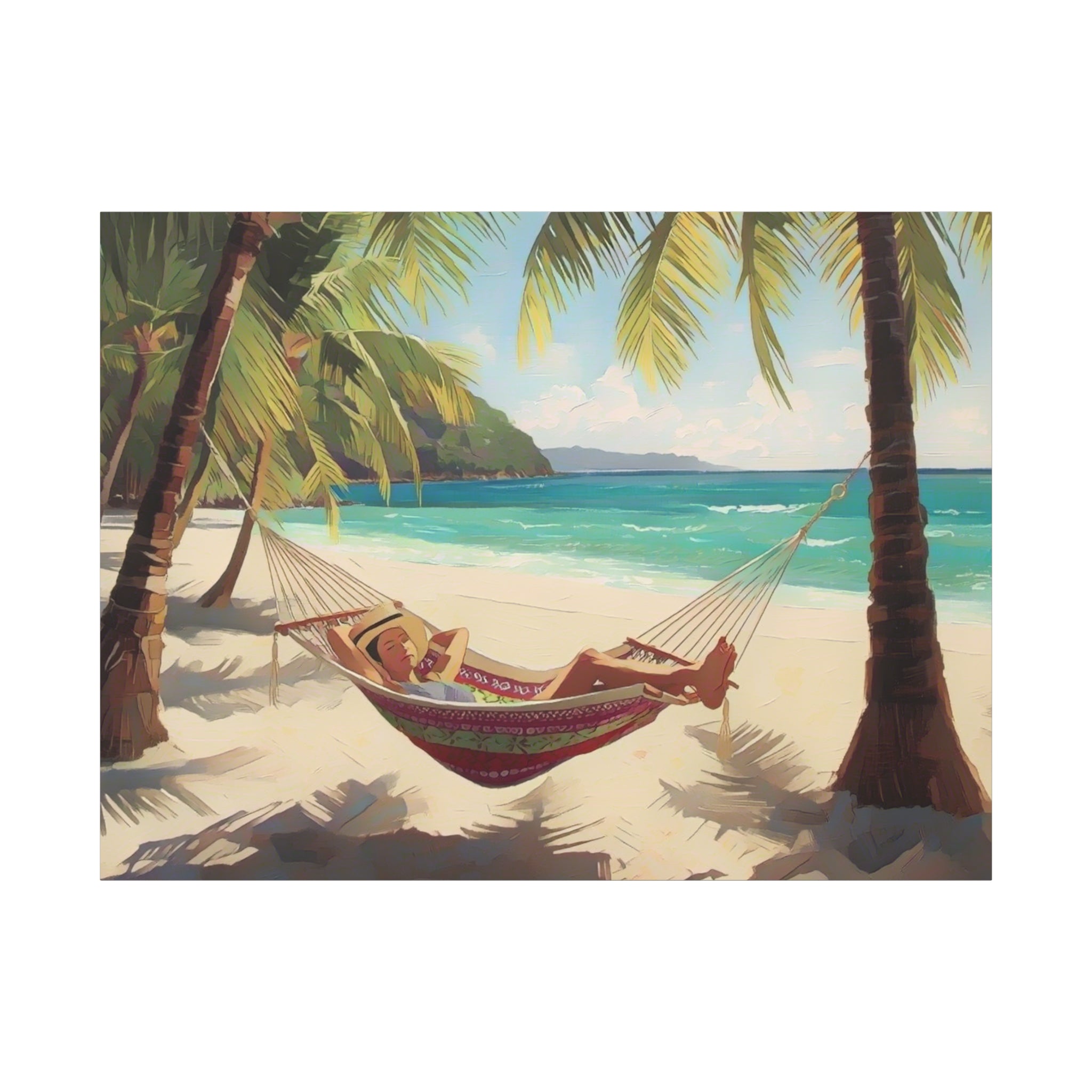 Tropical Beach Hammock Canvas Wall Art