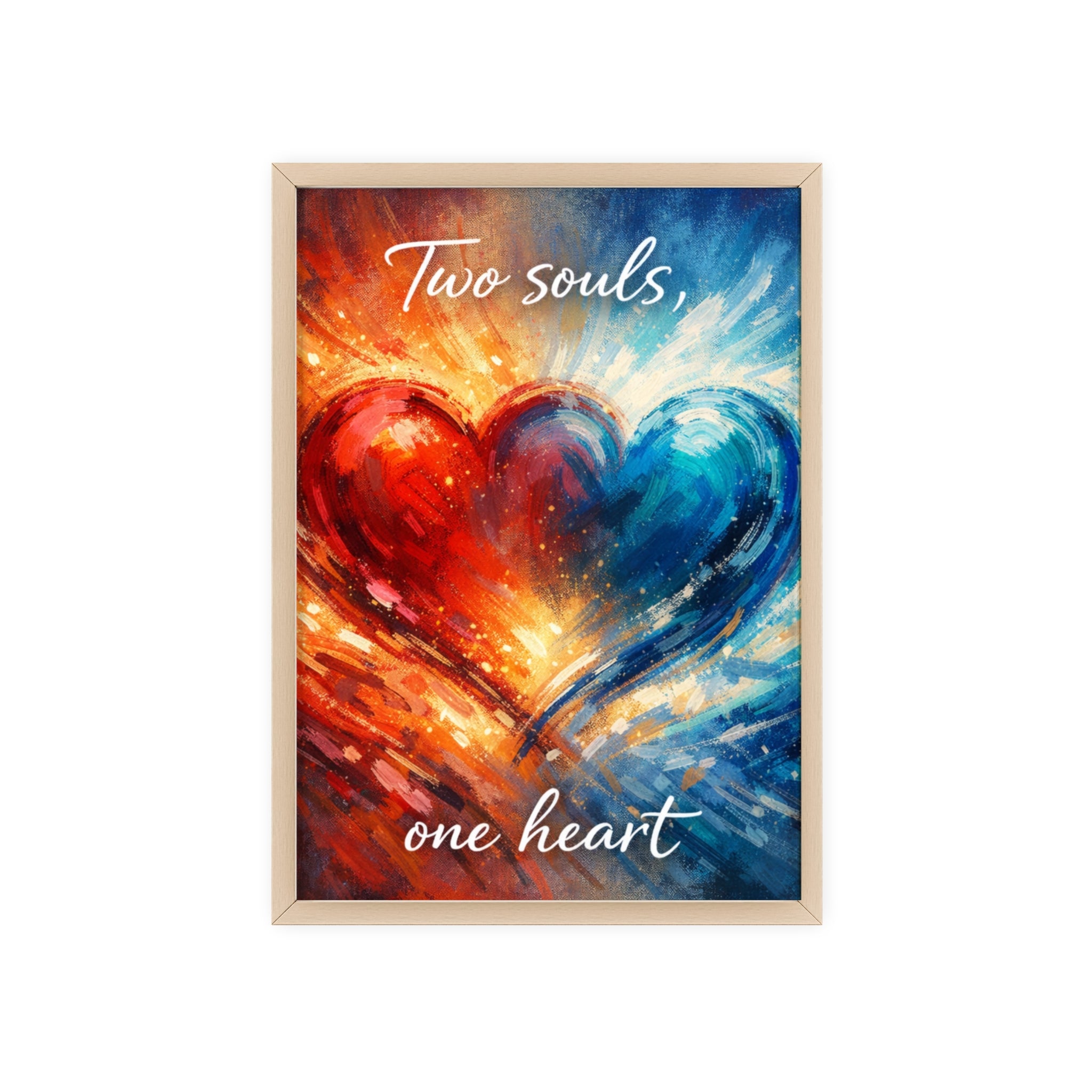 Two Souls One Heart Framed Poster — Romantic Heart Wall Art