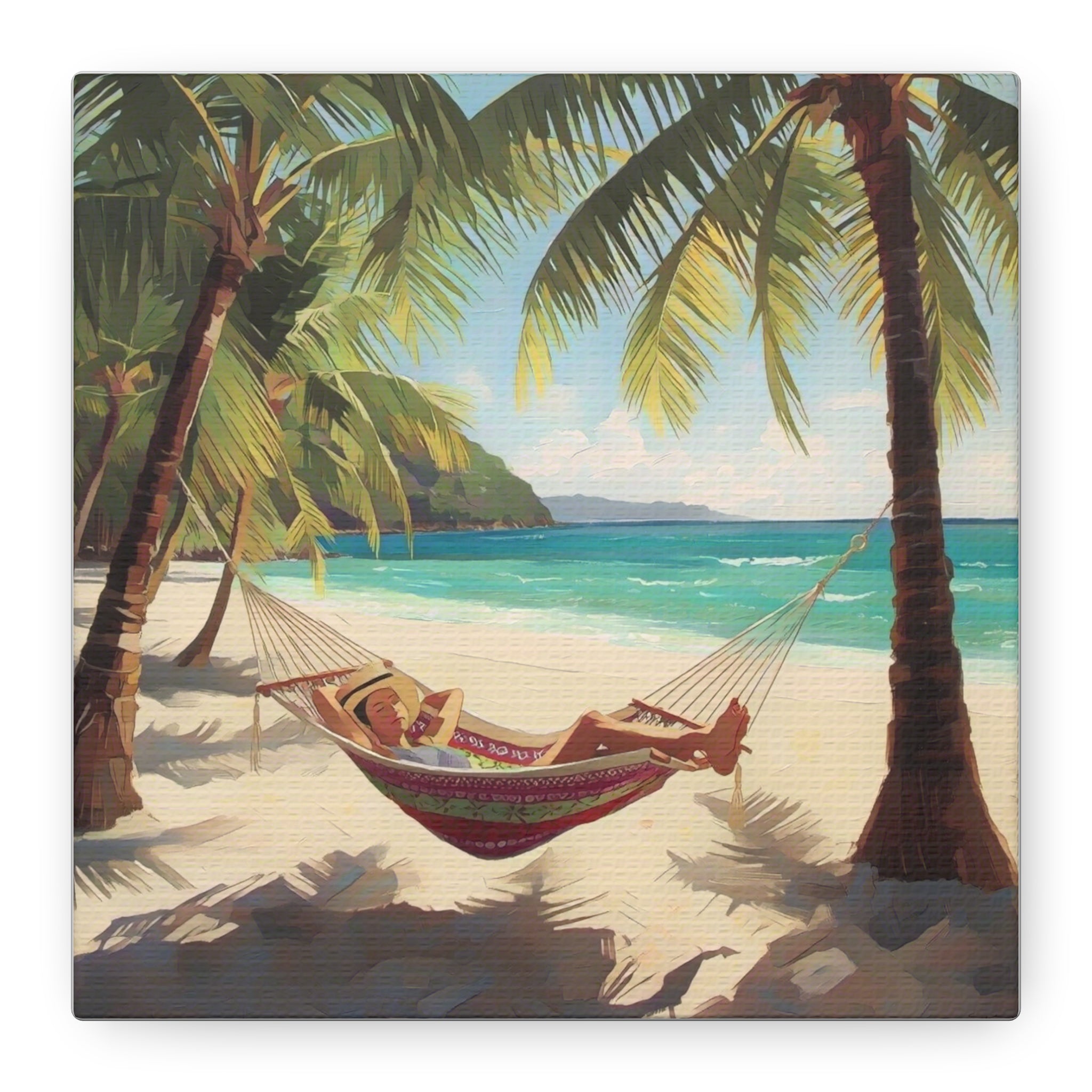 Tropical Beach Hammock Canvas Wall Art
