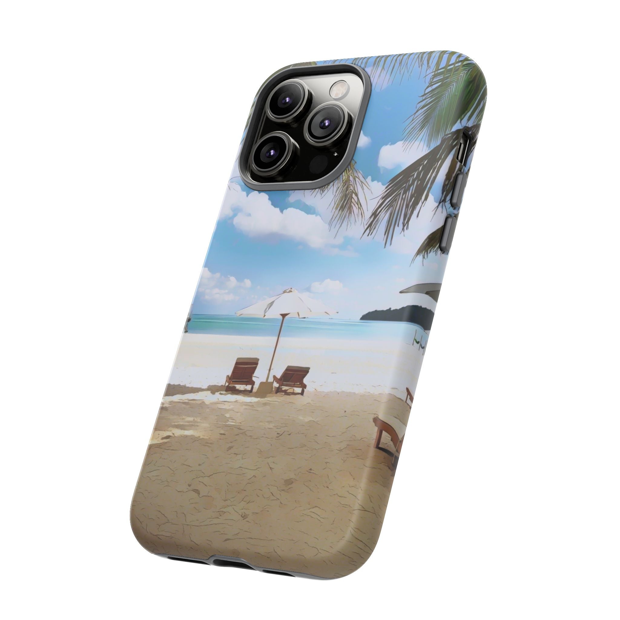 Beach Paradise Tropical Palm Beach Scene Tough Phone Case