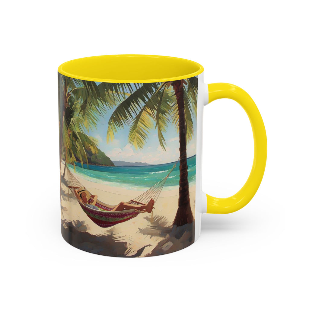 Tropical Beach Palm Trees & Hammock Coffee Mug