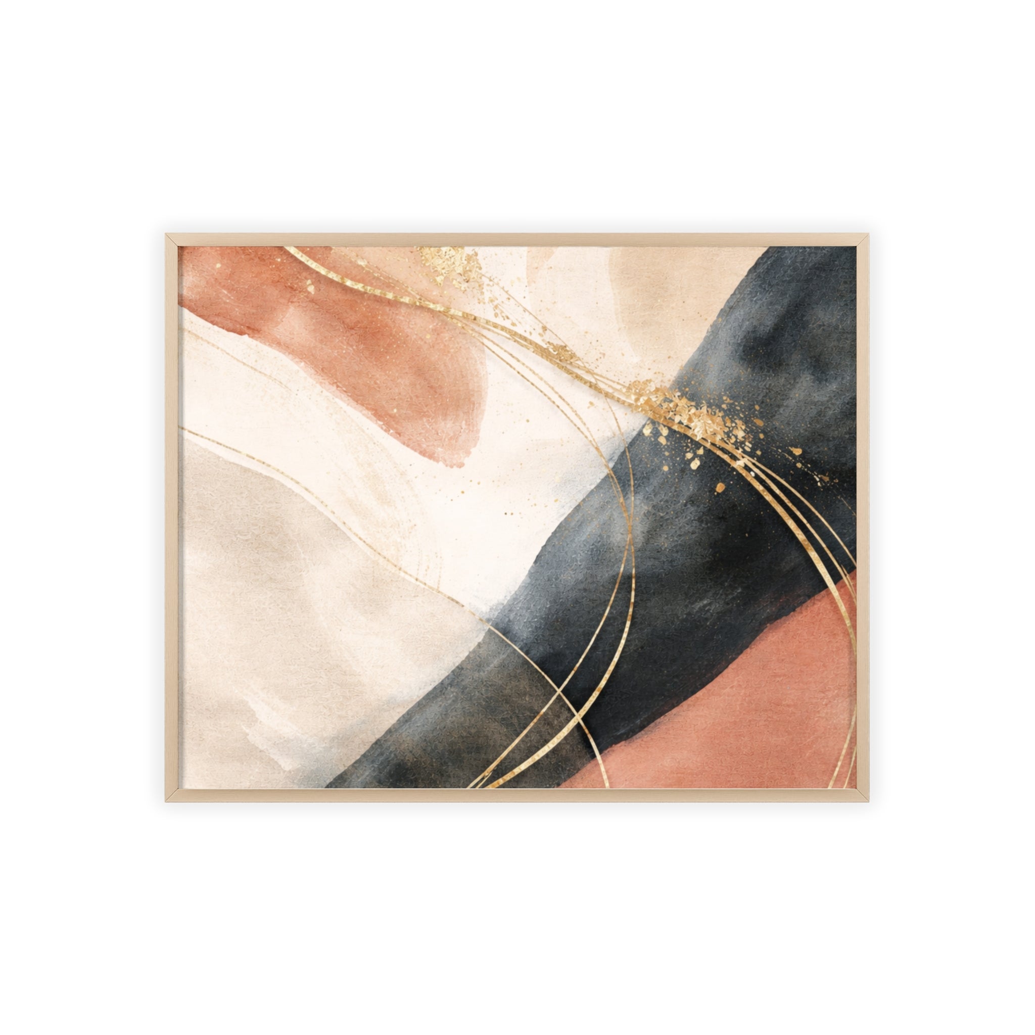 Abstract Gold Arc Framed Poster Modern Watercolor Wall Art