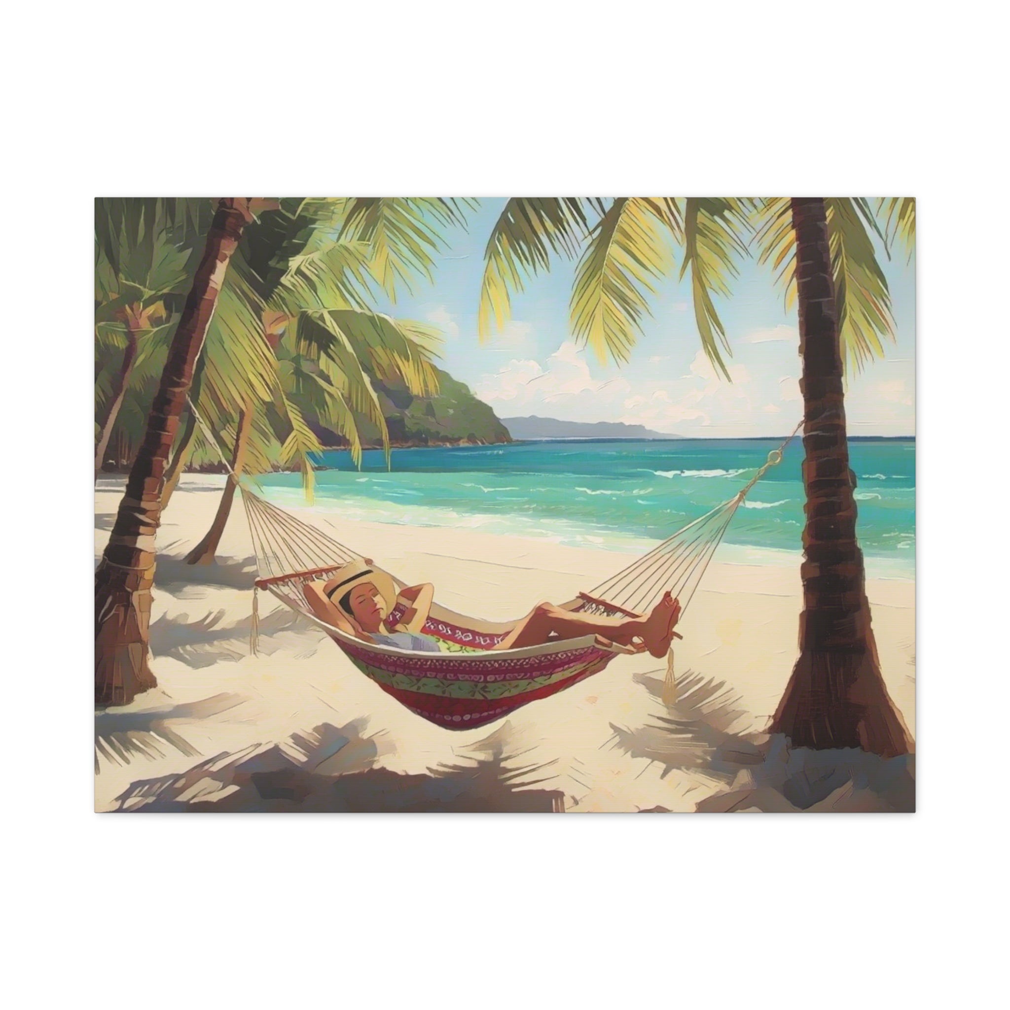 Tropical Beach Hammock Canvas Wall Art