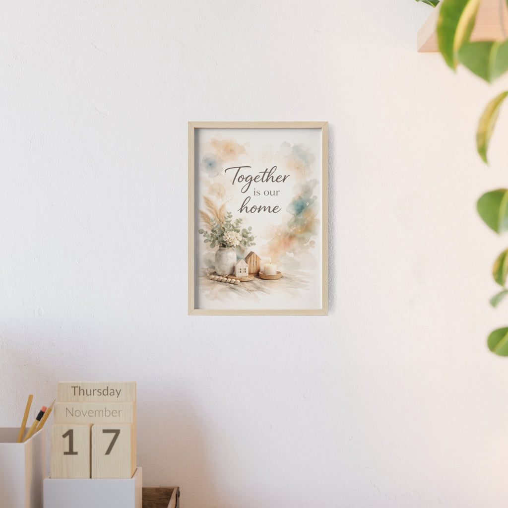 Together Is Our Home Framed Poster Cozy Watercolor Floral Wall Art