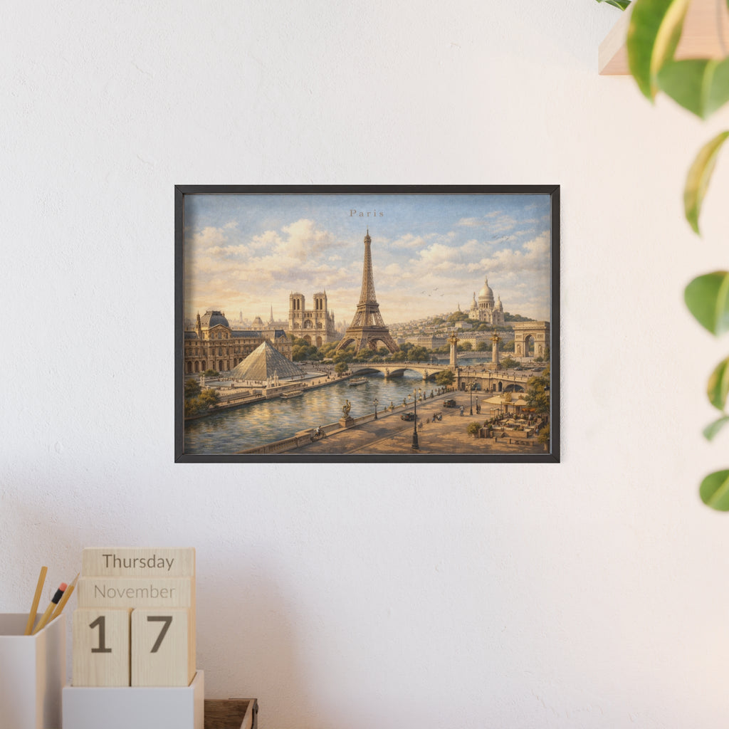 Paris Eiffel Tower Wood Framed Poster