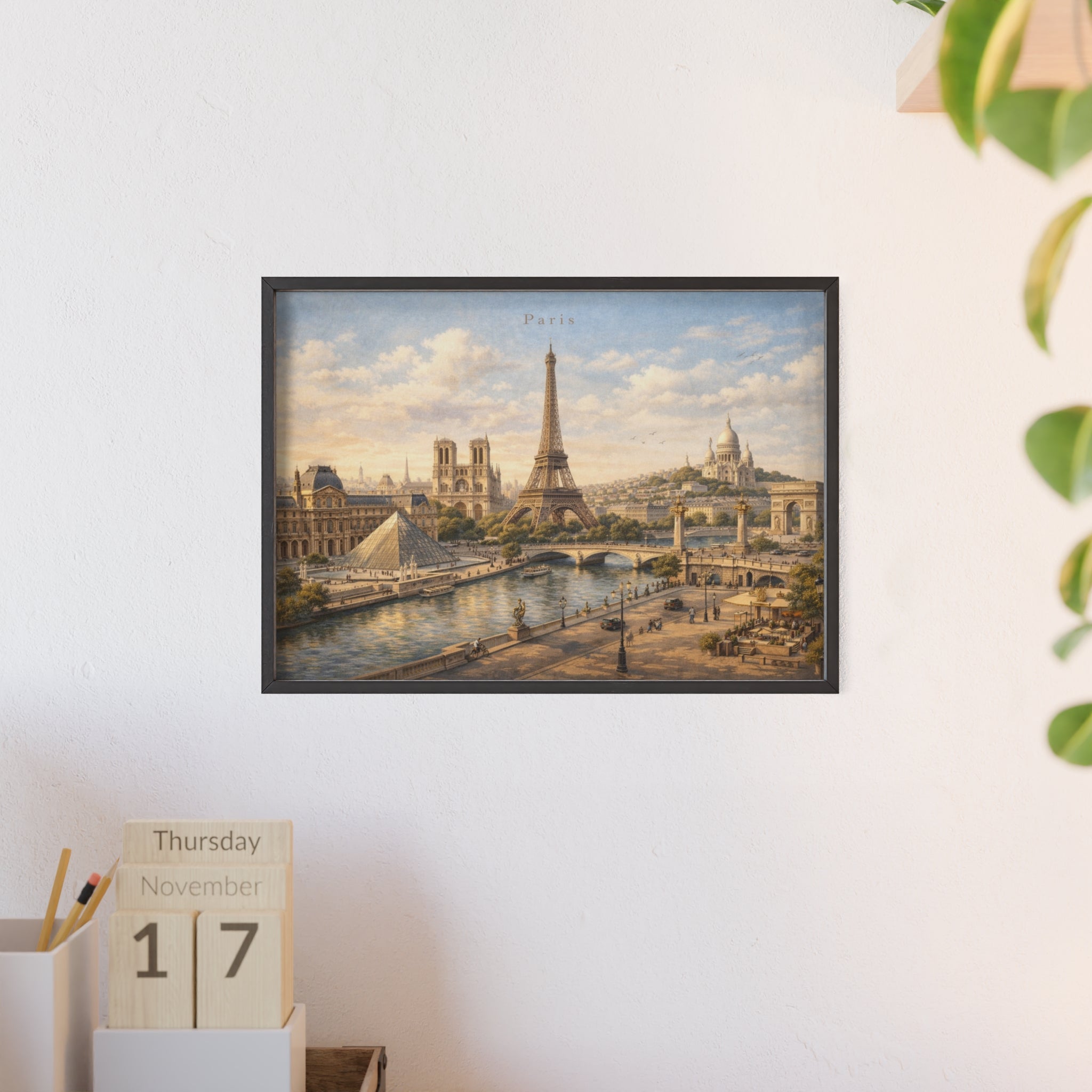 Paris Eiffel Tower Wood Framed Poster