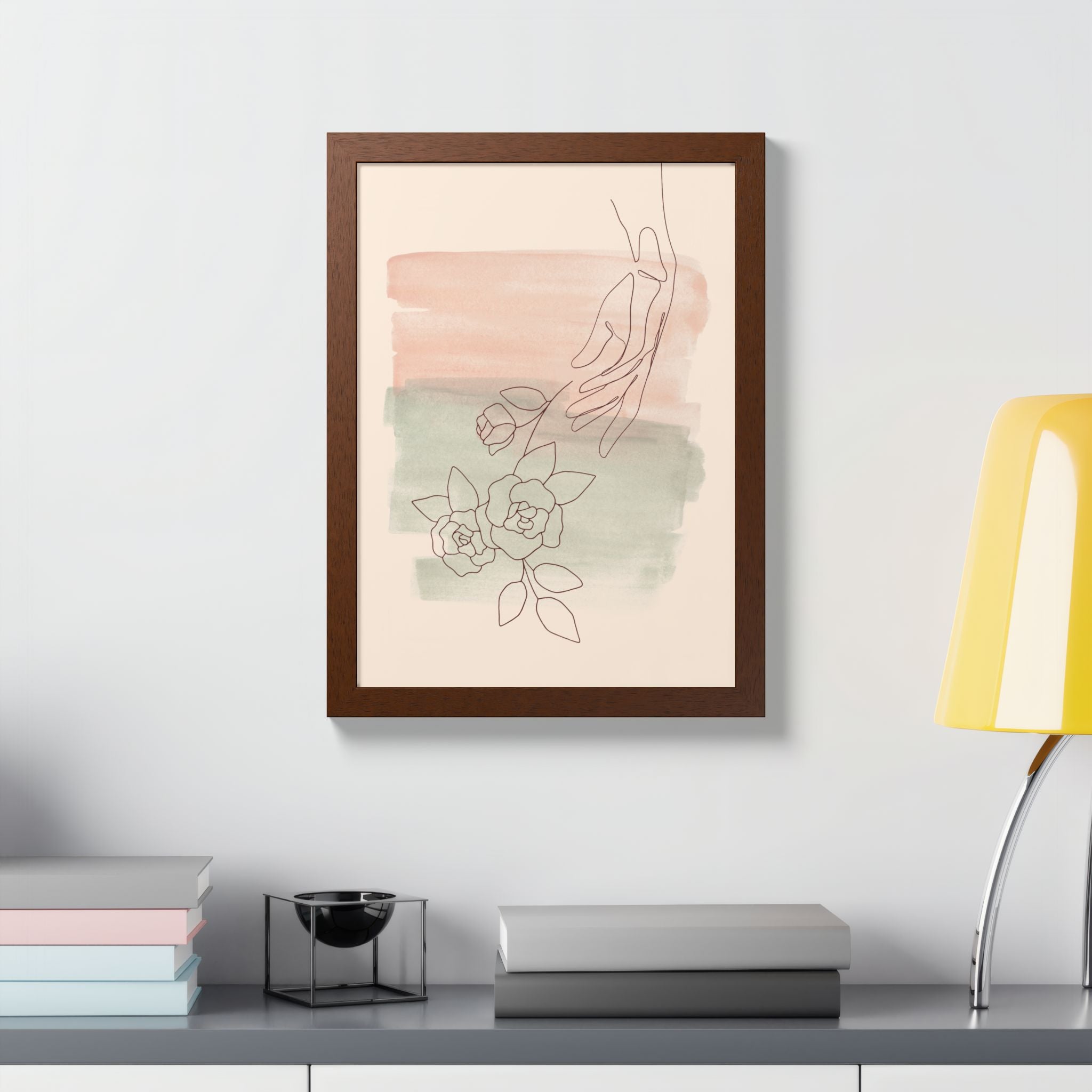 Hand Reaching for Flowers Framed Poster
