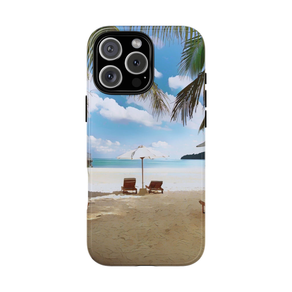Beach Paradise Tropical Palm Beach Scene Tough Phone Case