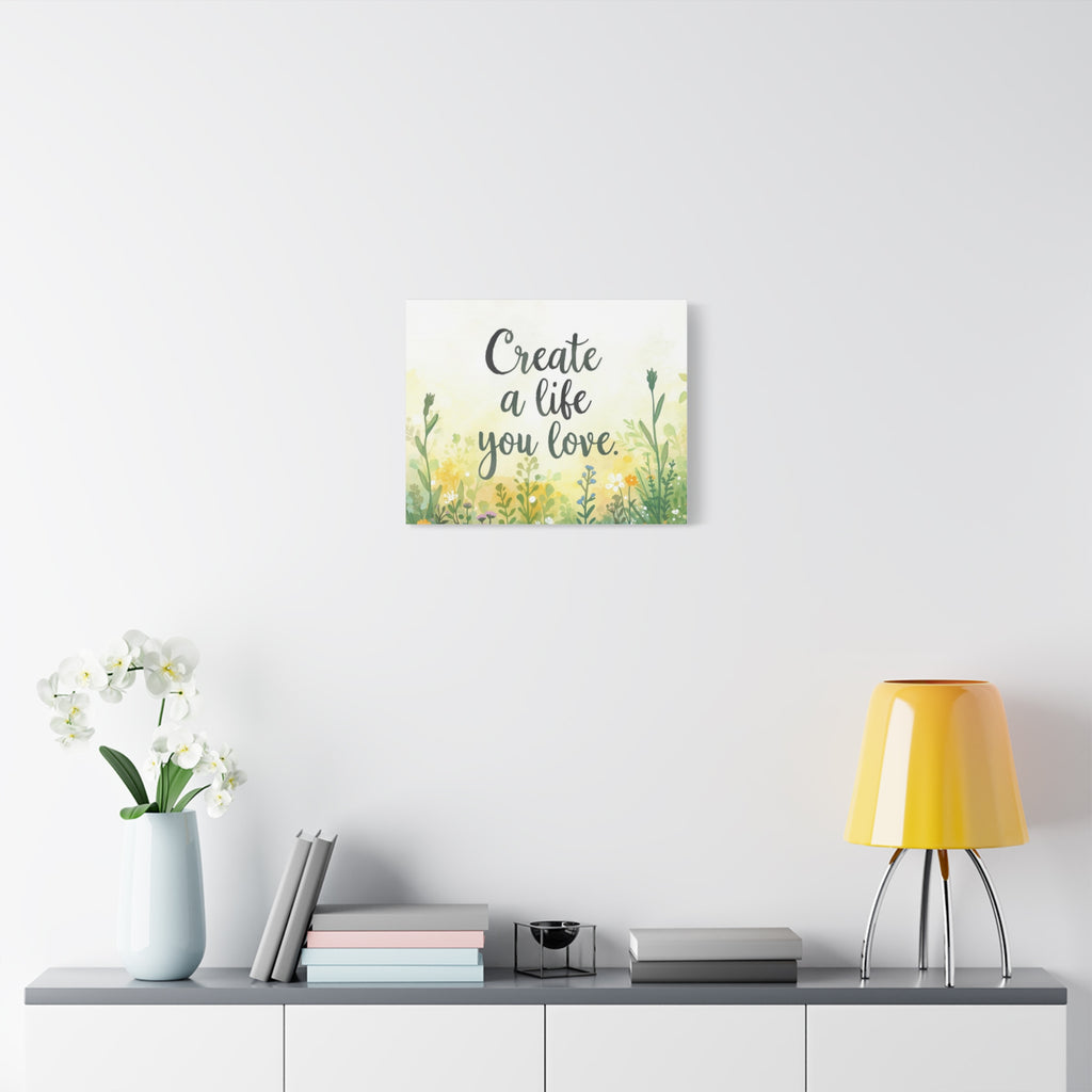 Create a Life You Love Inspirational Floral Matte Canvas Wall Art