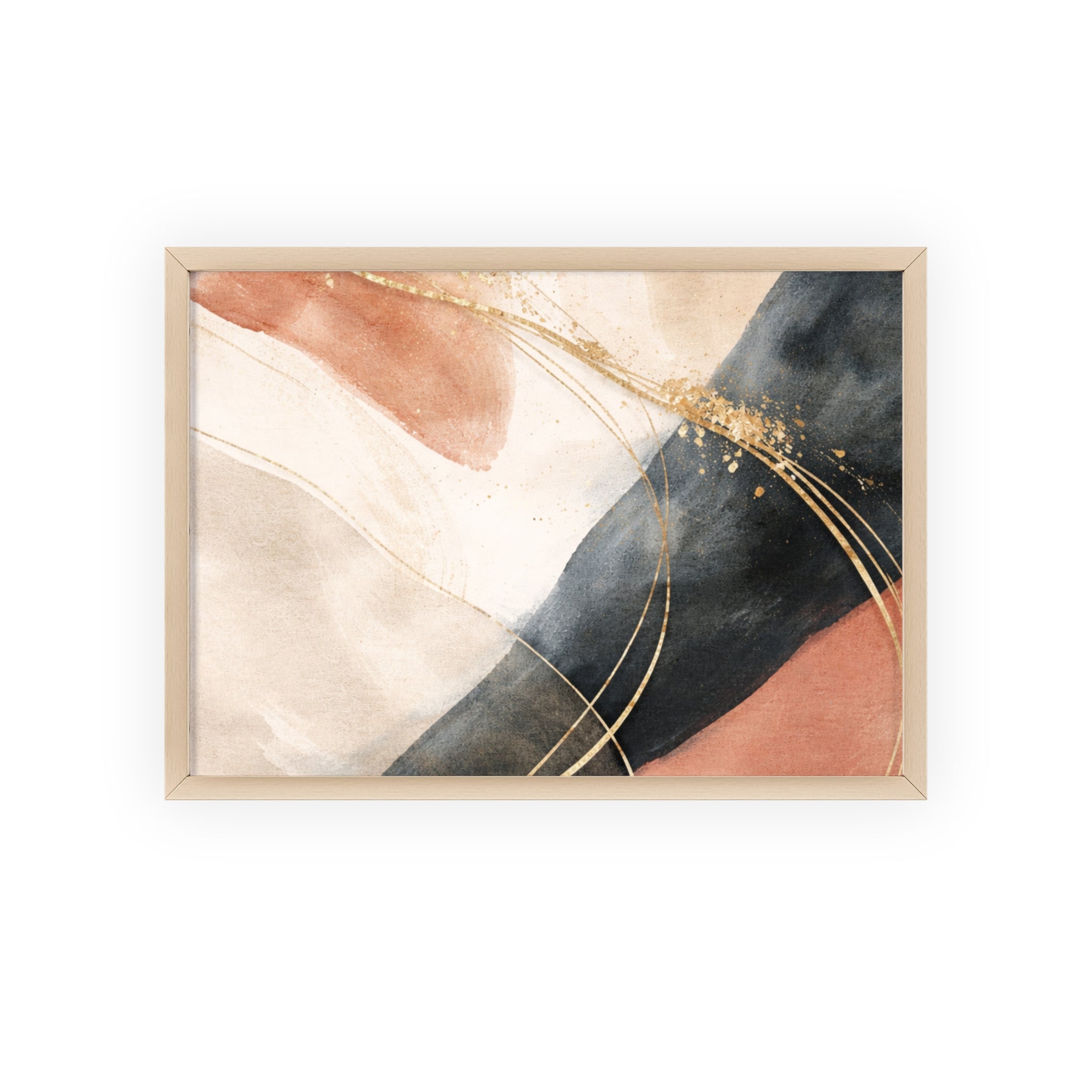 Abstract Gold Arc Framed Poster Modern Watercolor Wall Art