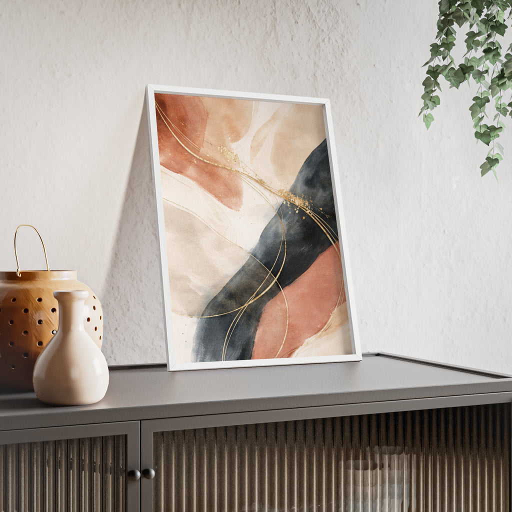 Abstract Gold Arc Framed Poster Modern Watercolor Wall Art