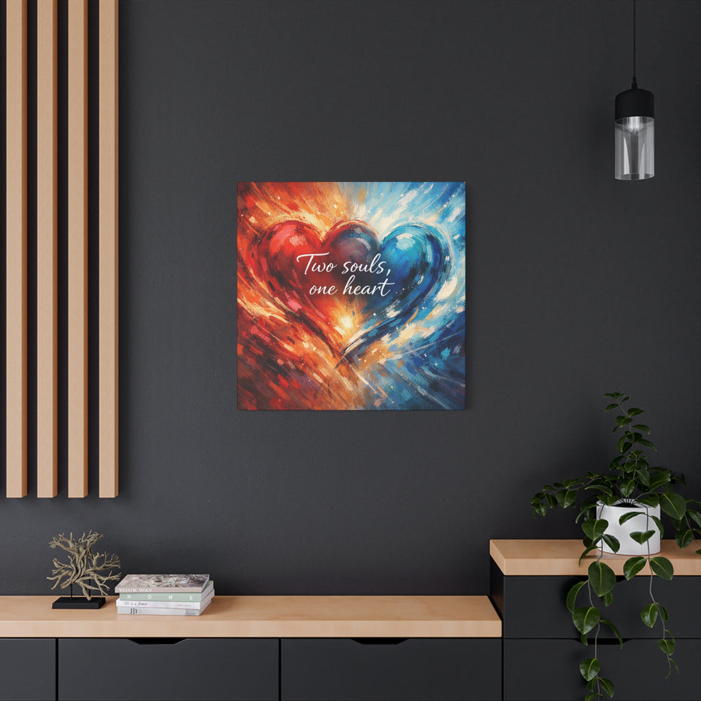 Two Souls One Heart Intertwined Heart Matte Canvas