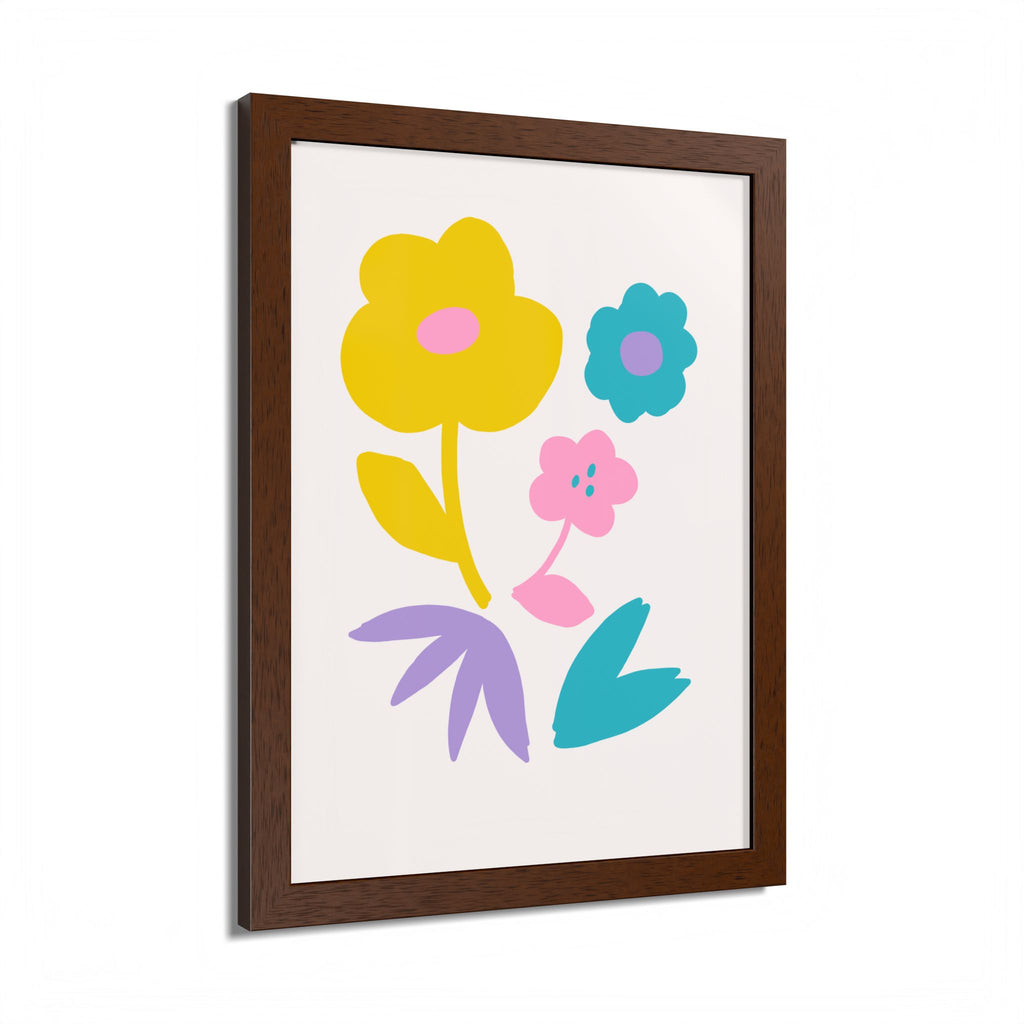 Multi-Color Floral Framed Poster