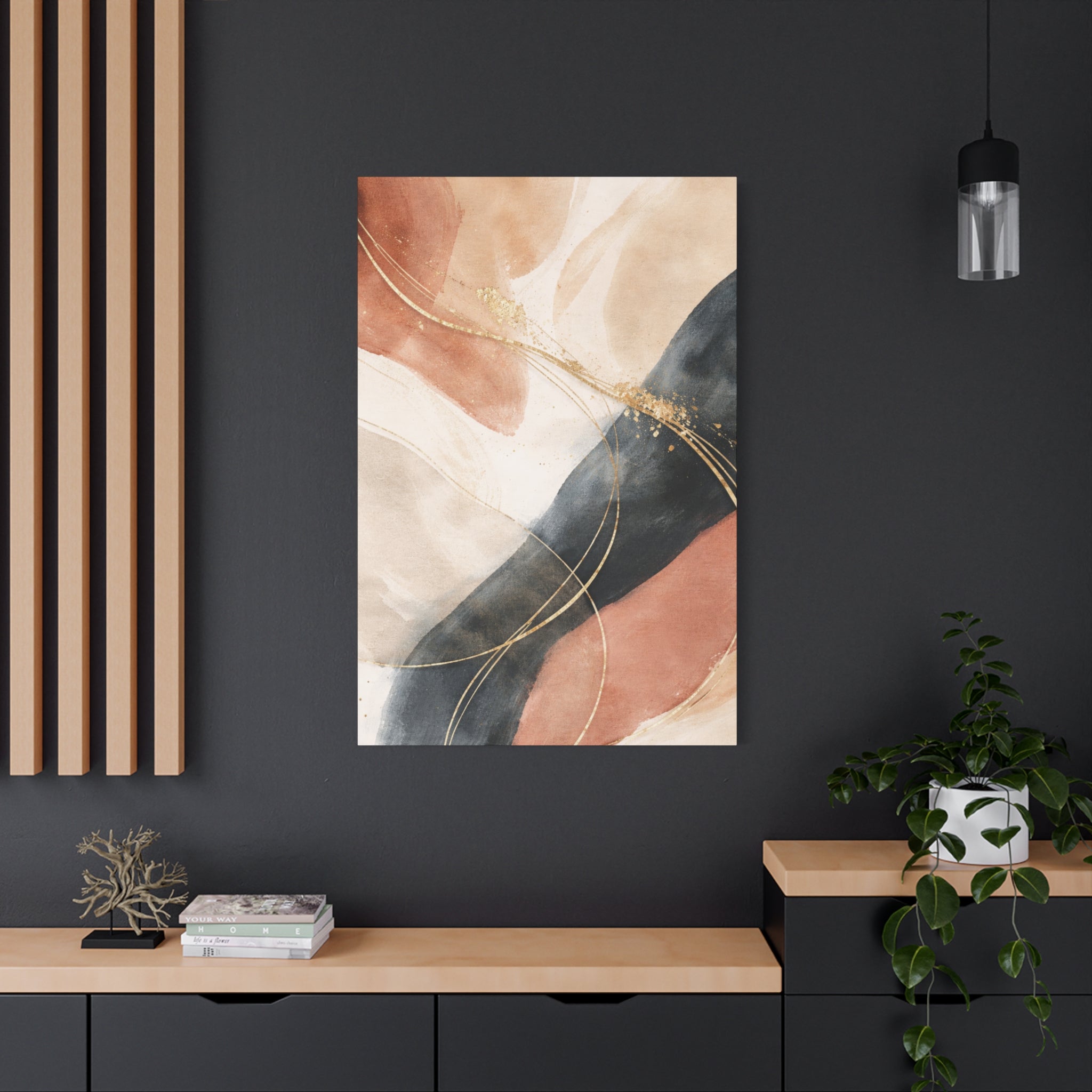 Abstract Blush & Gold Matte Canvas Print