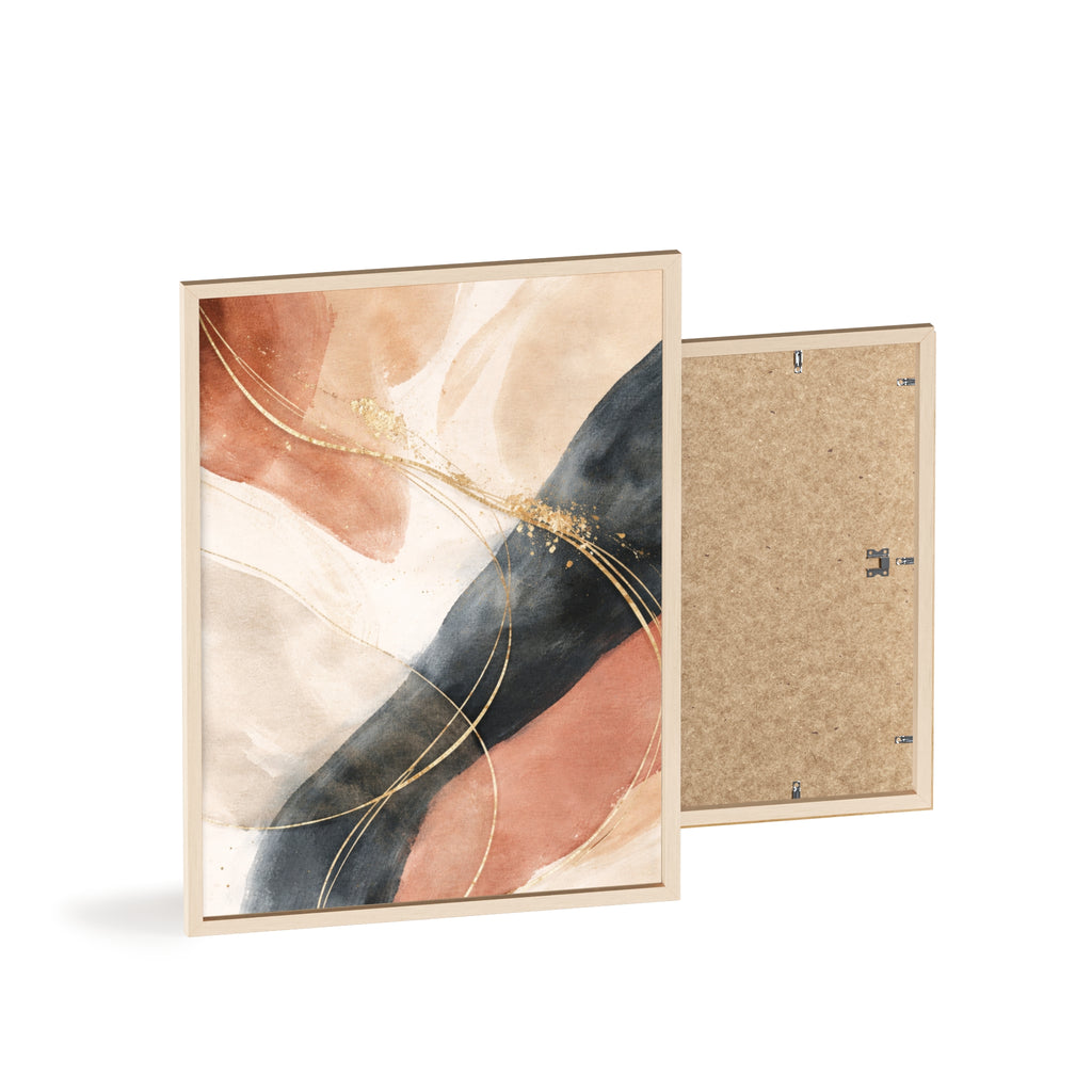 Abstract Gold Arc Framed Poster Modern Watercolor Wall Art