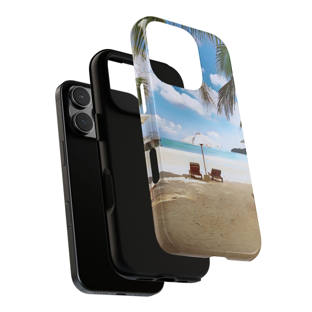 Beach Paradise Tropical Palm Beach Scene Tough Phone Case