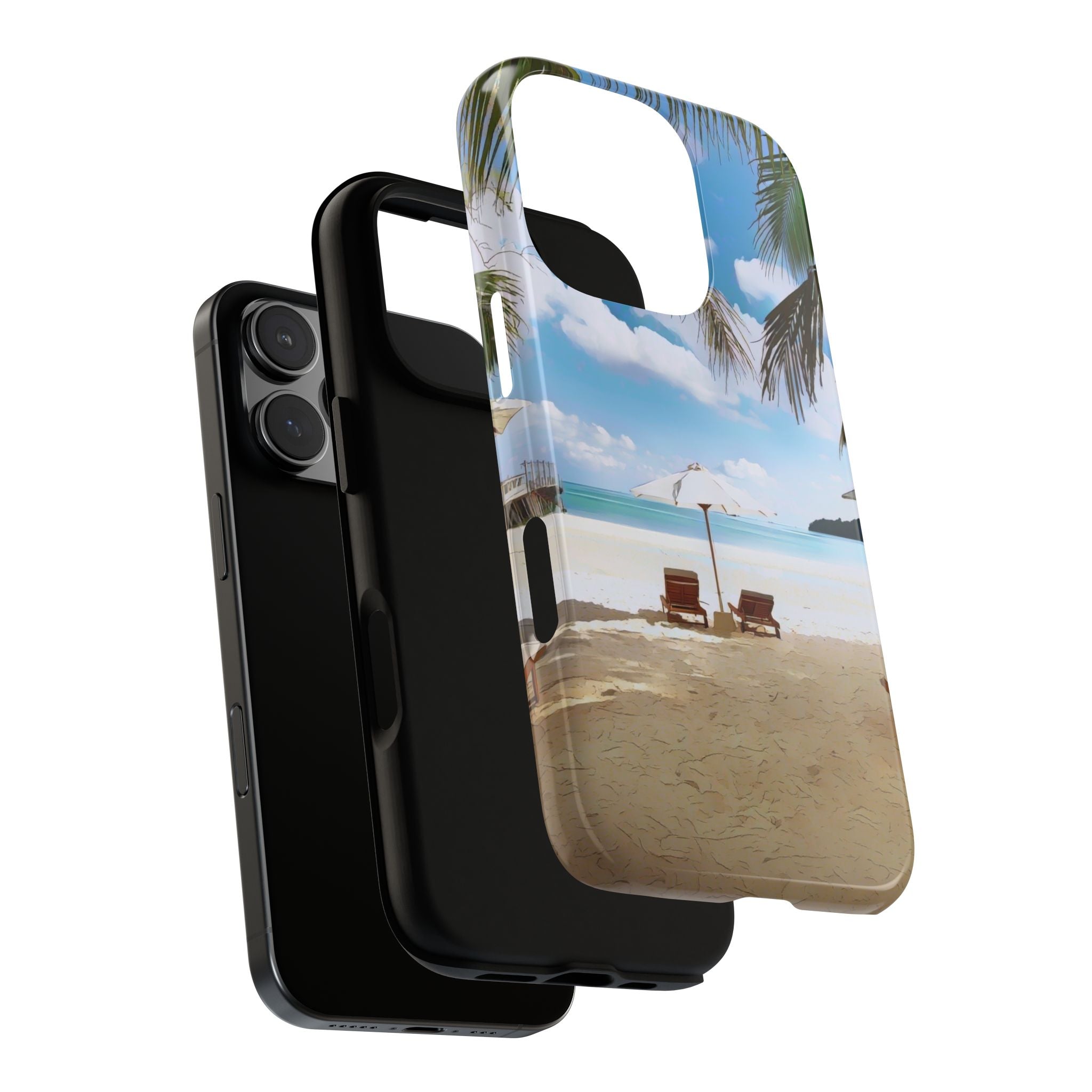 Beach Paradise Tropical Palm Beach Scene Tough Phone Case