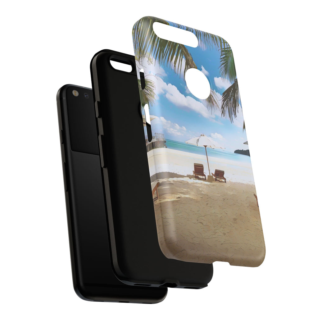 Beach Paradise Tropical Palm Beach Scene Tough Phone Case