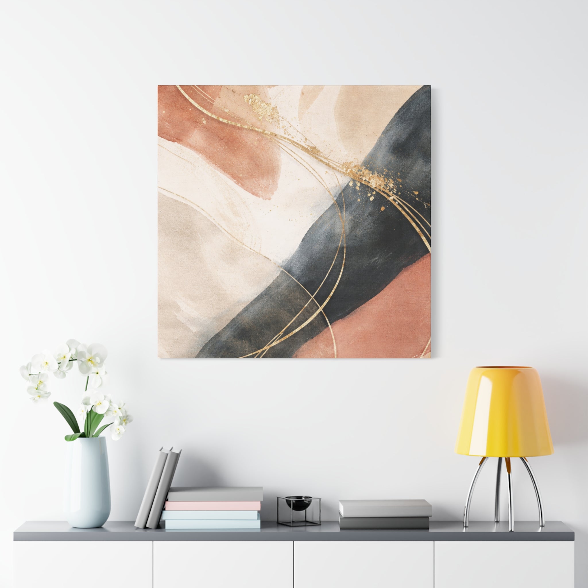 Abstract Blush & Gold Matte Canvas Print