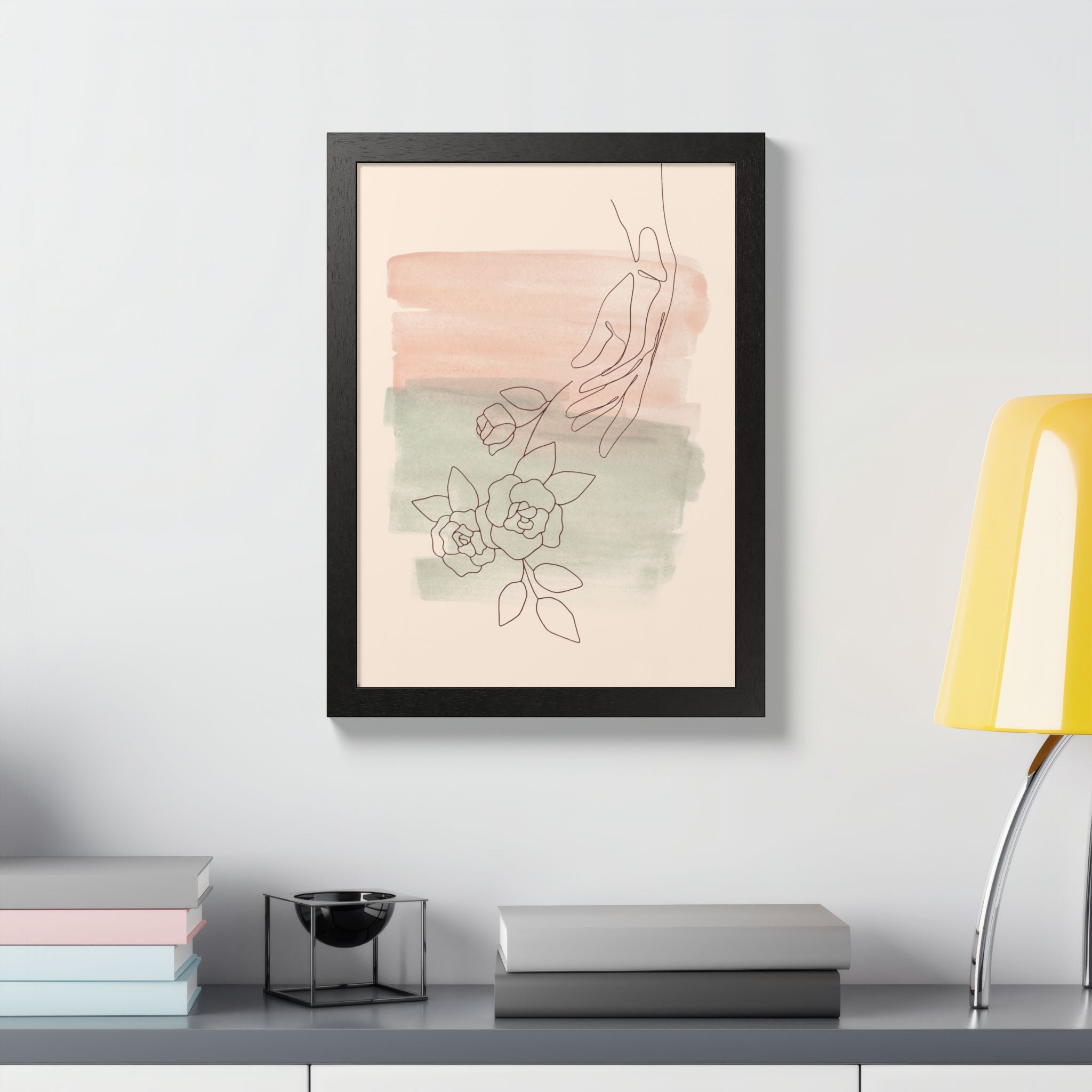 Hand Reaching for Flowers Framed Poster