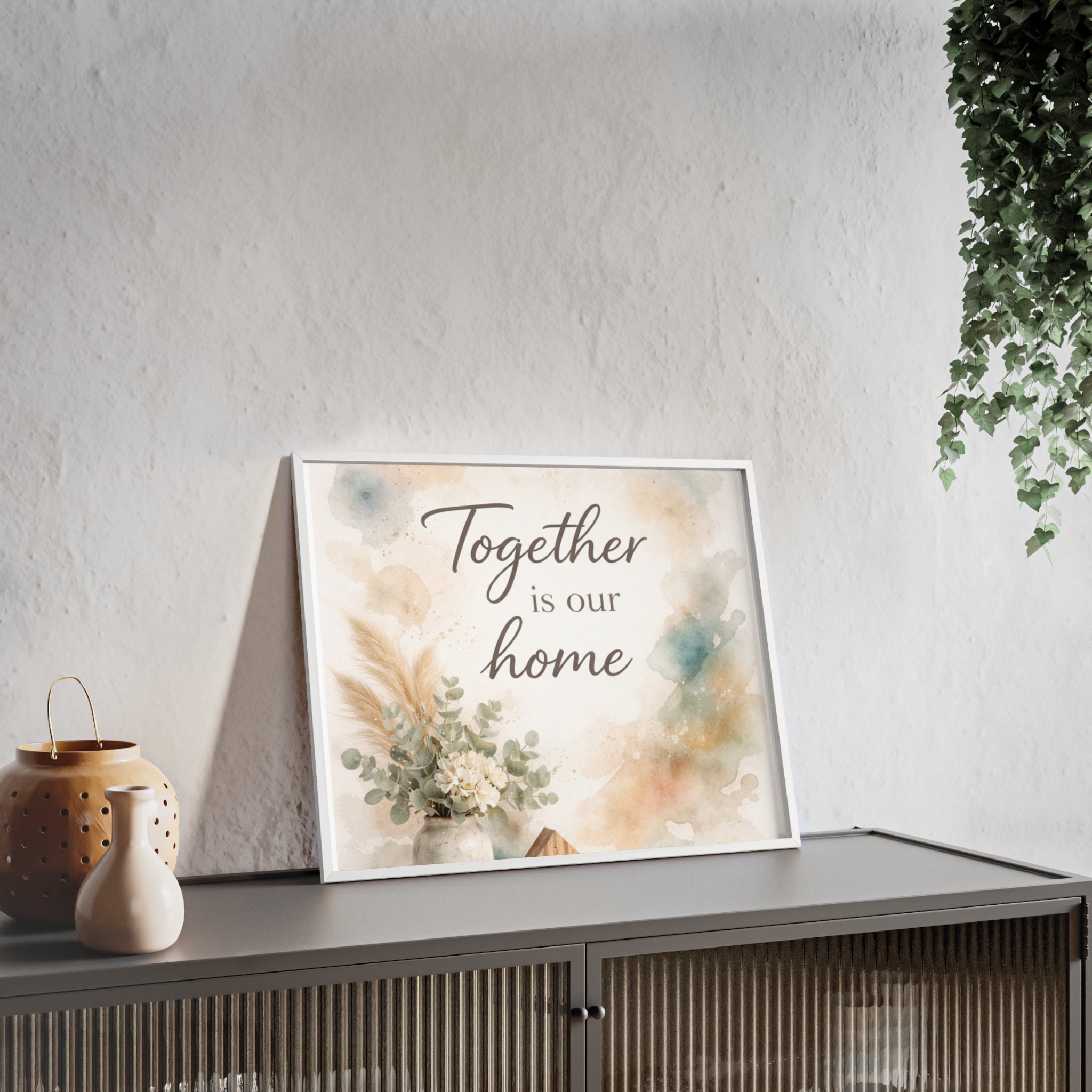 Together Is Our Home Framed Poster Cozy Watercolor Floral Wall Art