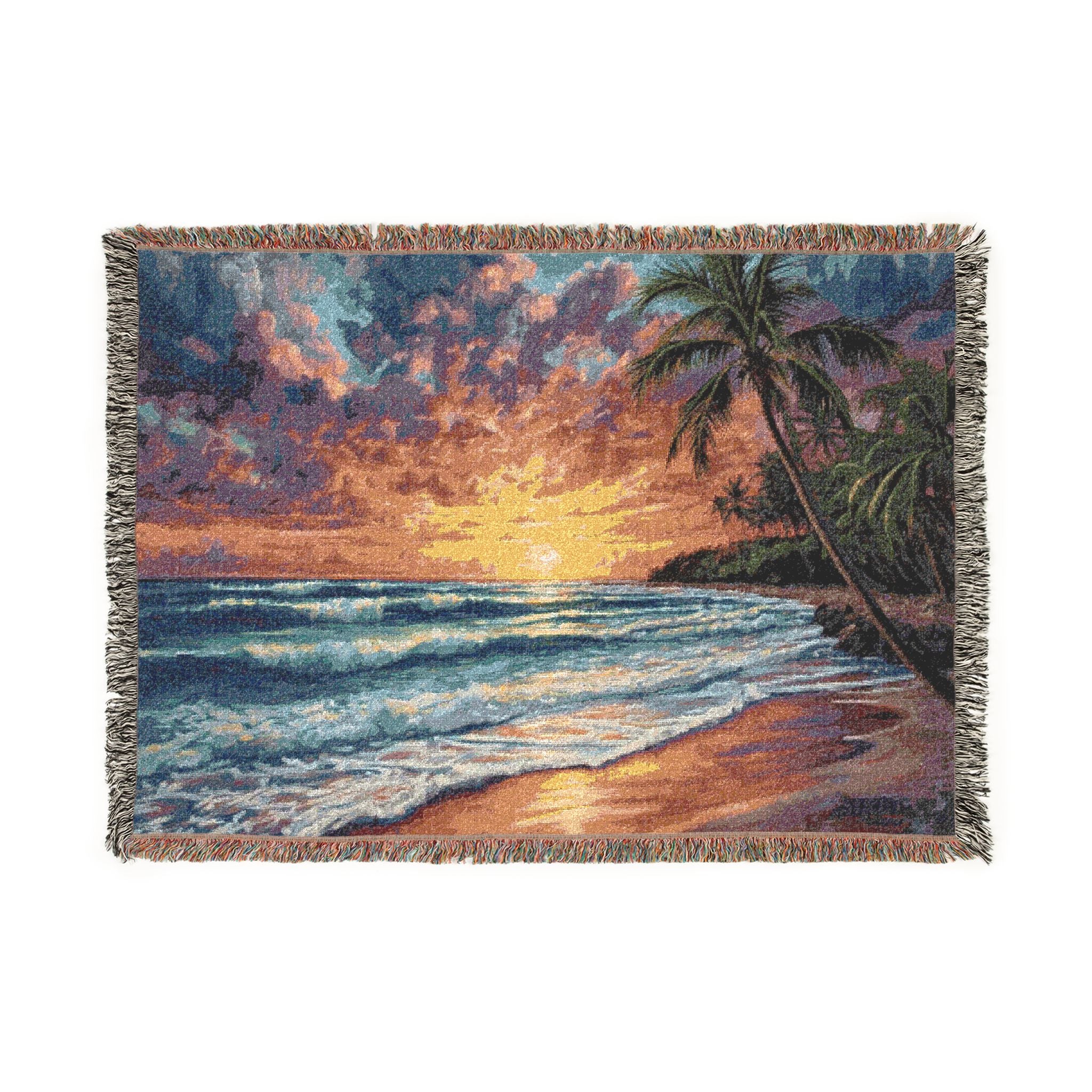 Beach Sunset Woven Blanket