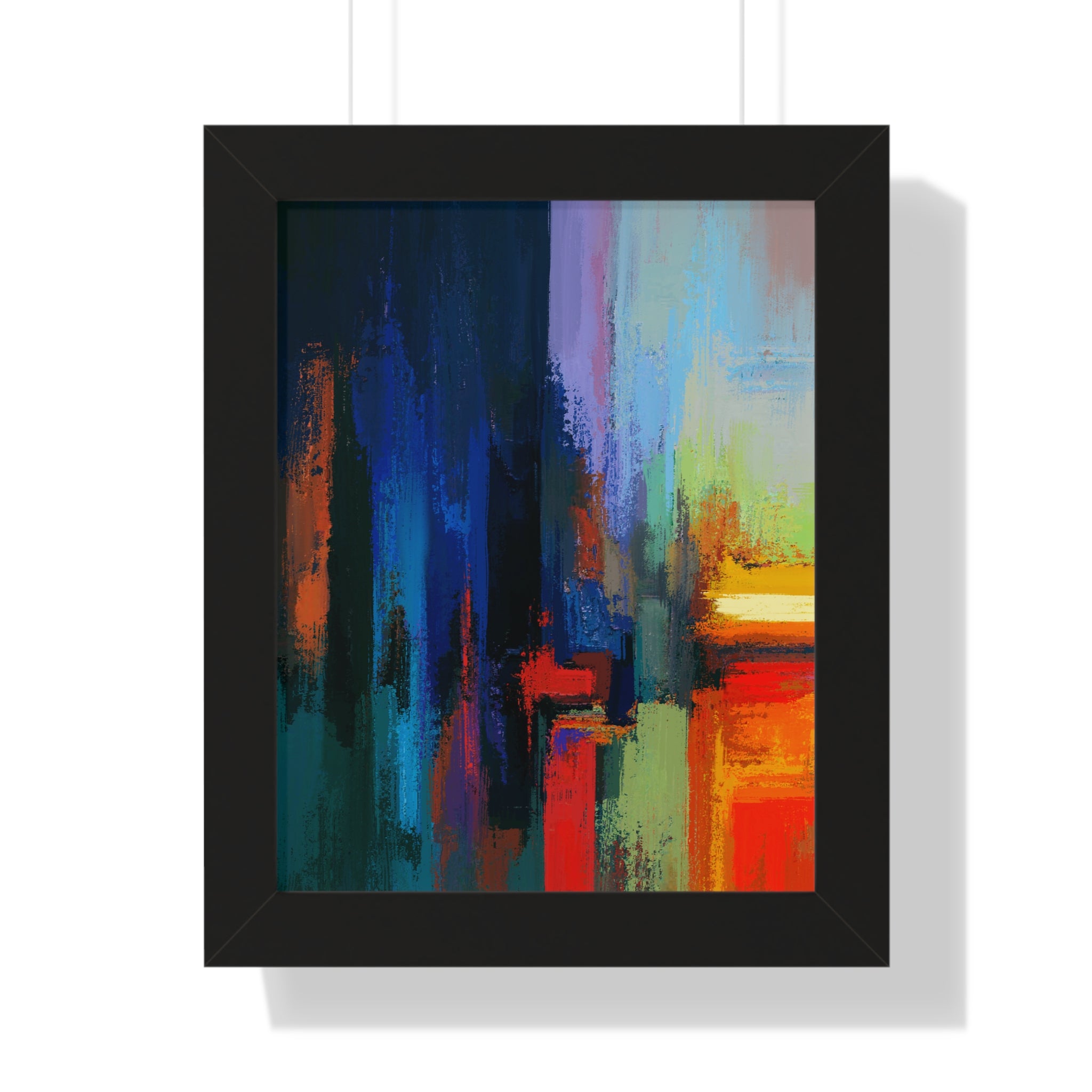 Abstract Colorful Cityscape Framed Vertical Poster