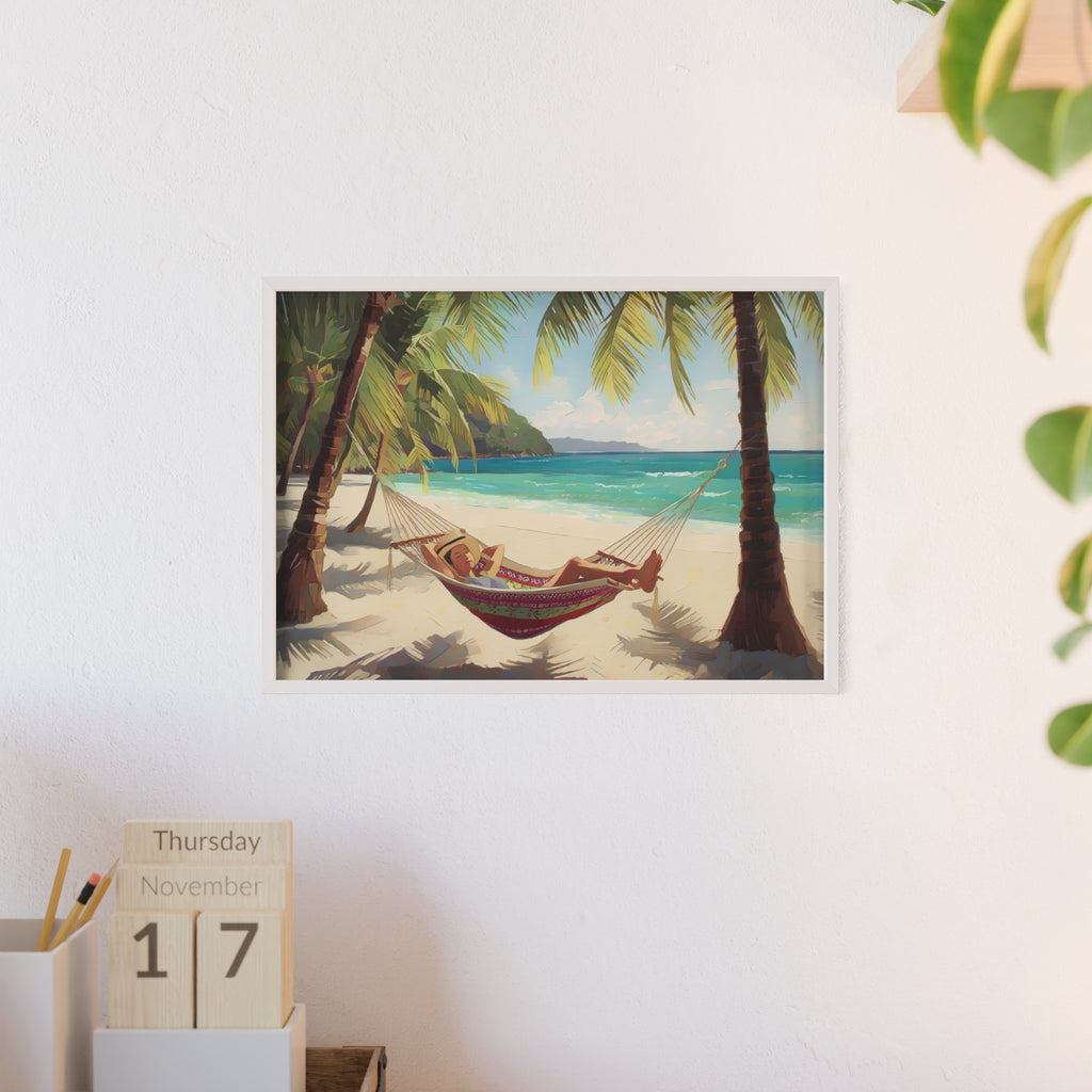 Tropical Beach Hammock Framed Poster