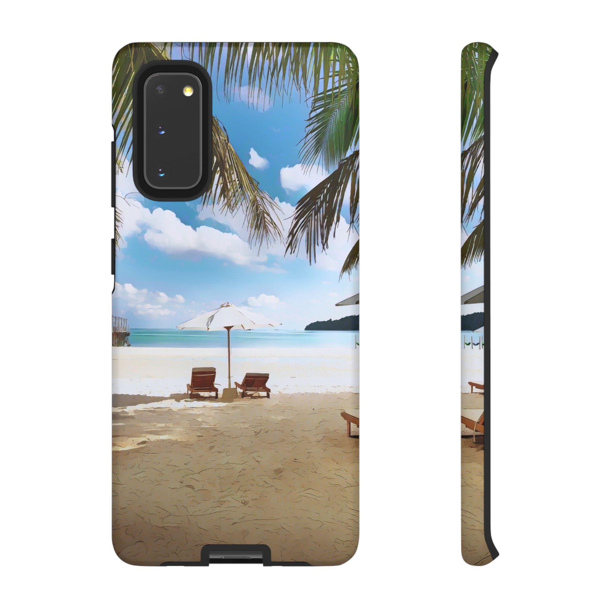 Beach Paradise Tropical Palm Beach Scene Tough Phone Case