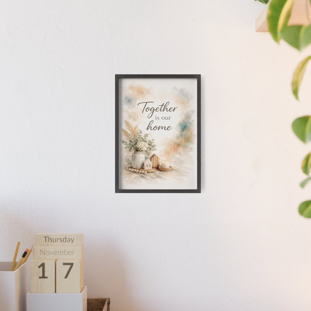 Together Is Our Home Framed Poster Cozy Watercolor Floral Wall Art