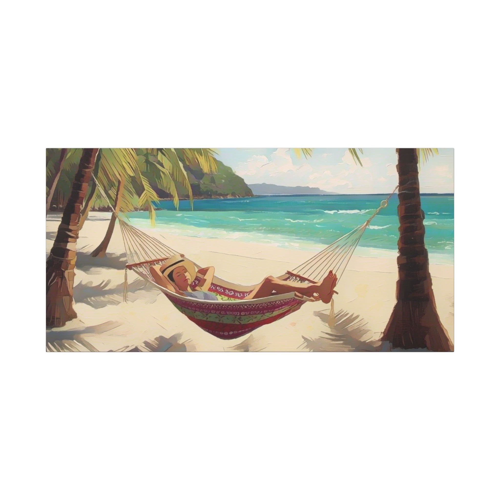 Tropical Beach Hammock Canvas Wall Art