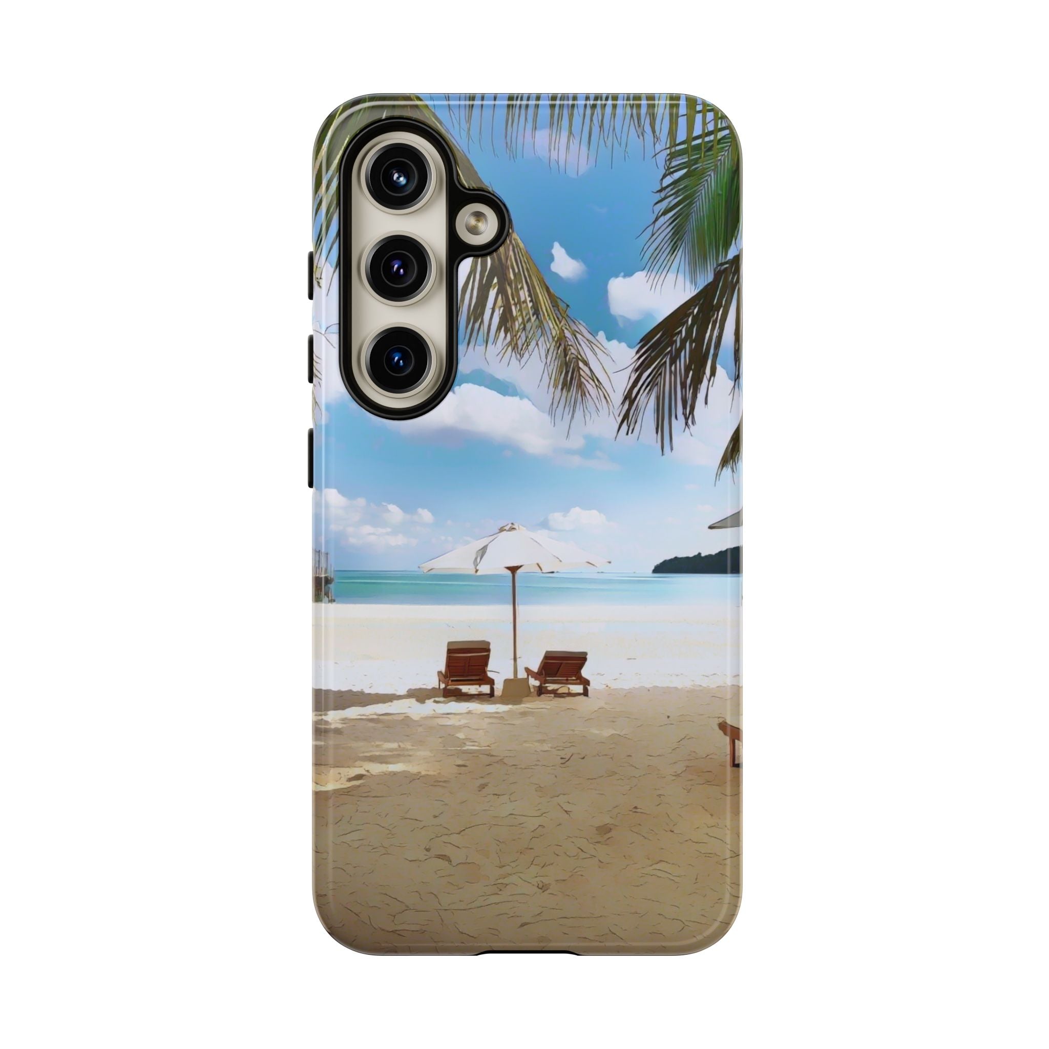 Beach Paradise Tropical Palm Beach Scene Tough Phone Case