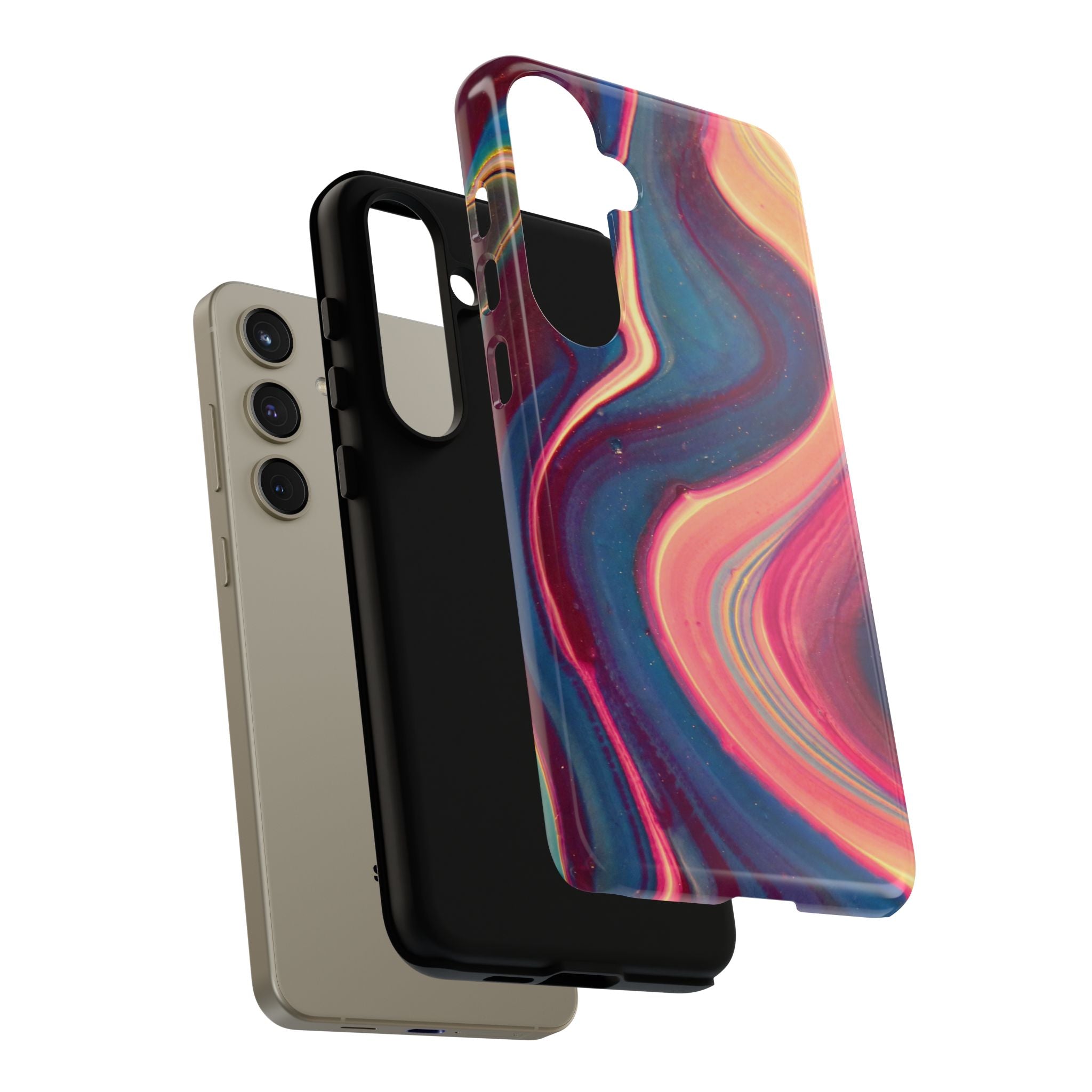Colorful Wavy Marble Swirl Protective Phone Case