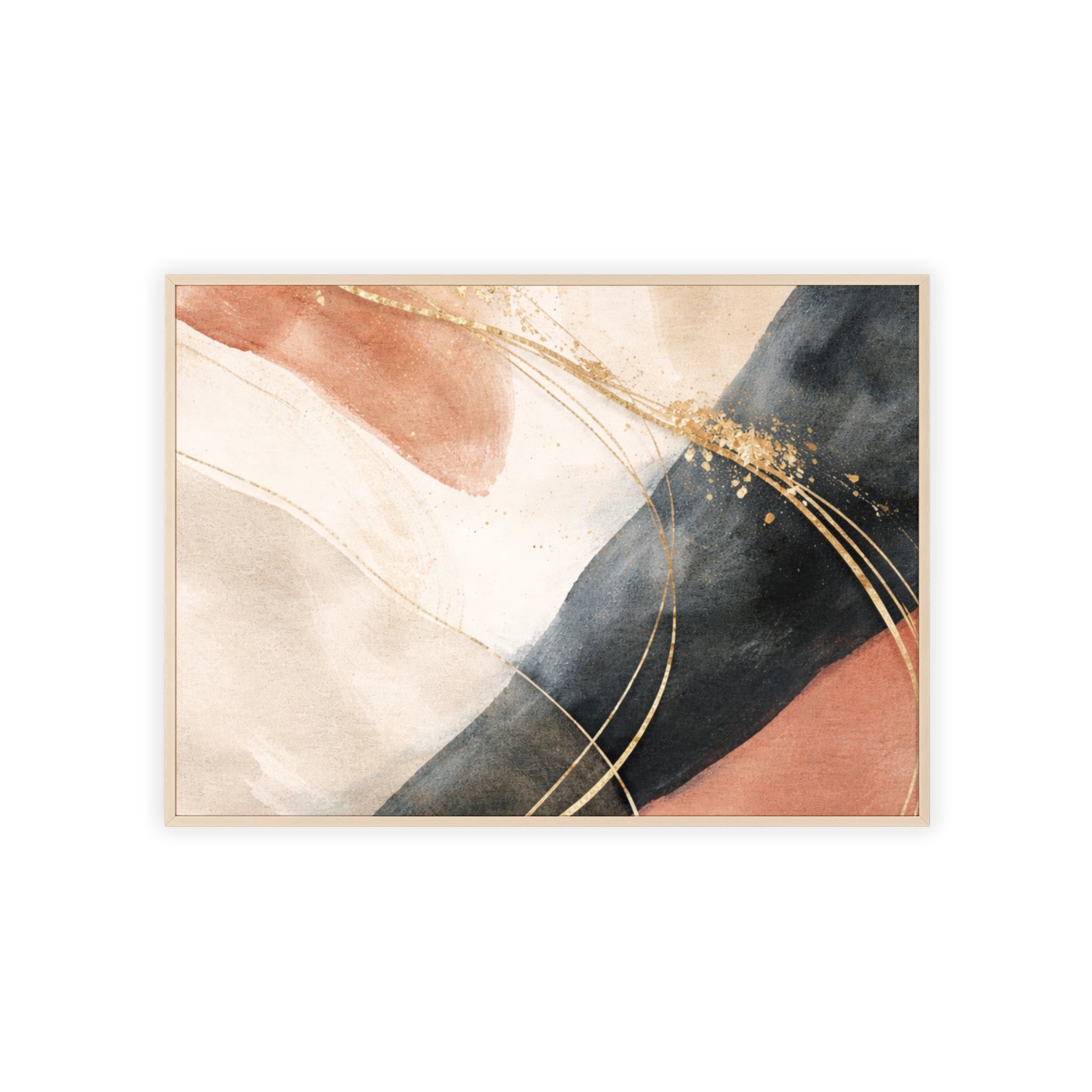 Abstract Gold Arc Framed Poster Modern Watercolor Wall Art