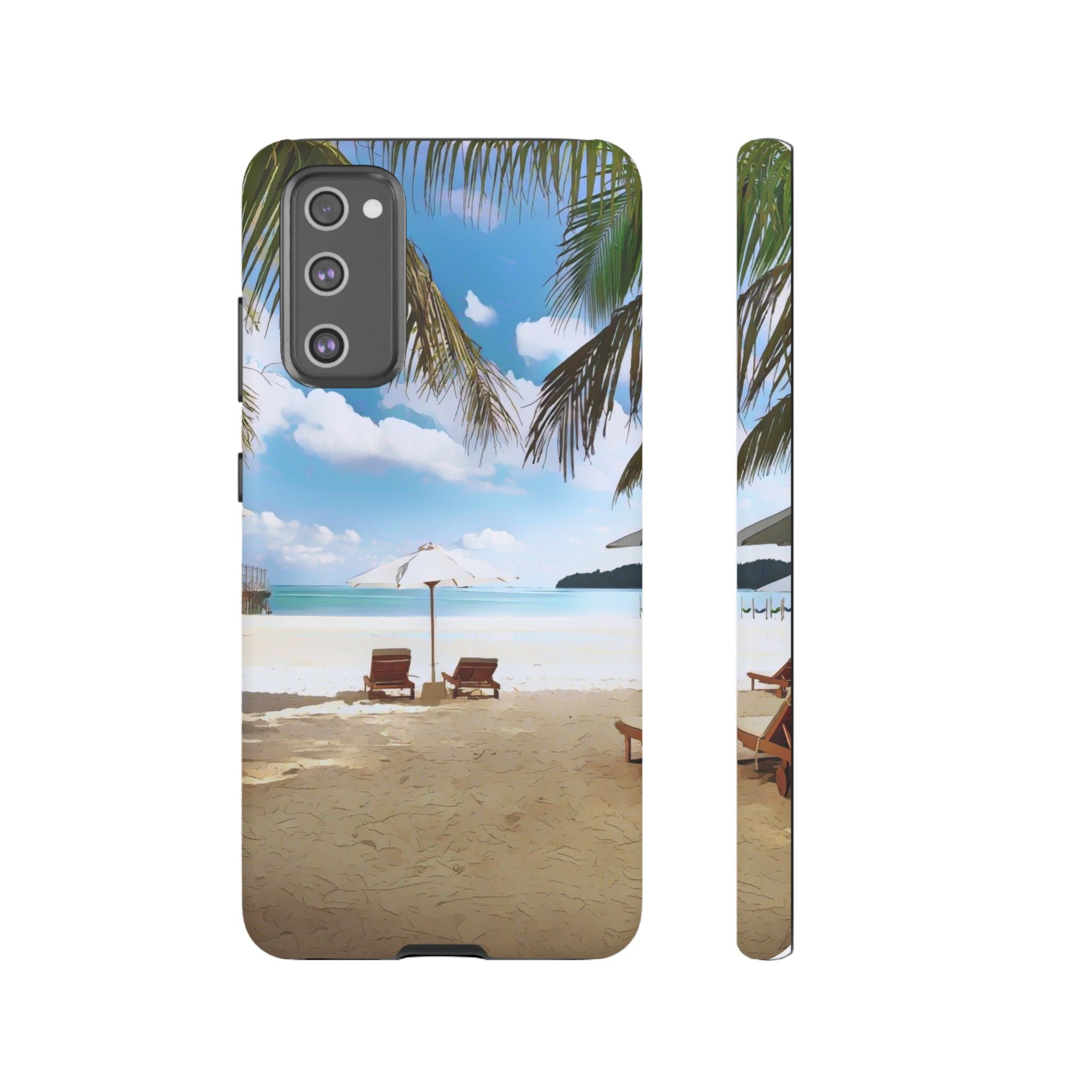 Beach Paradise Tropical Palm Beach Scene Tough Phone Case