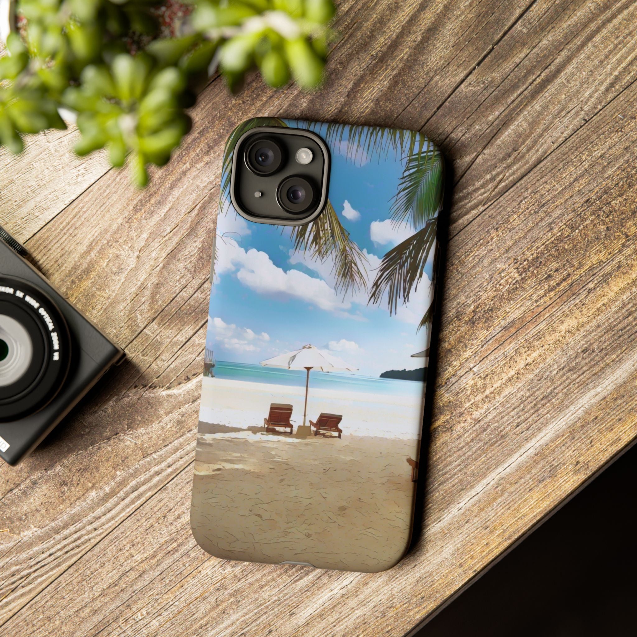 Beach Paradise Tropical Palm Beach Scene Tough Phone Case